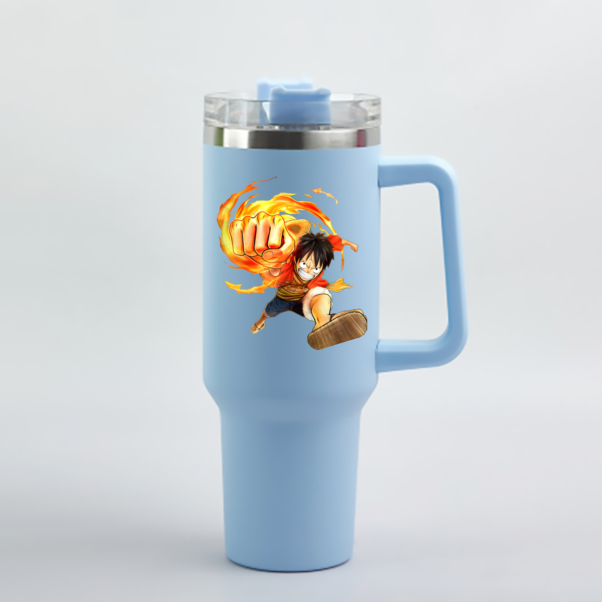 ワンピース モンキー・D・ルフィ ONE PIECE Monkey D. Luffy 1200mL車用タンブラー - クリスタルステッカー（プラスチックストロー付き）