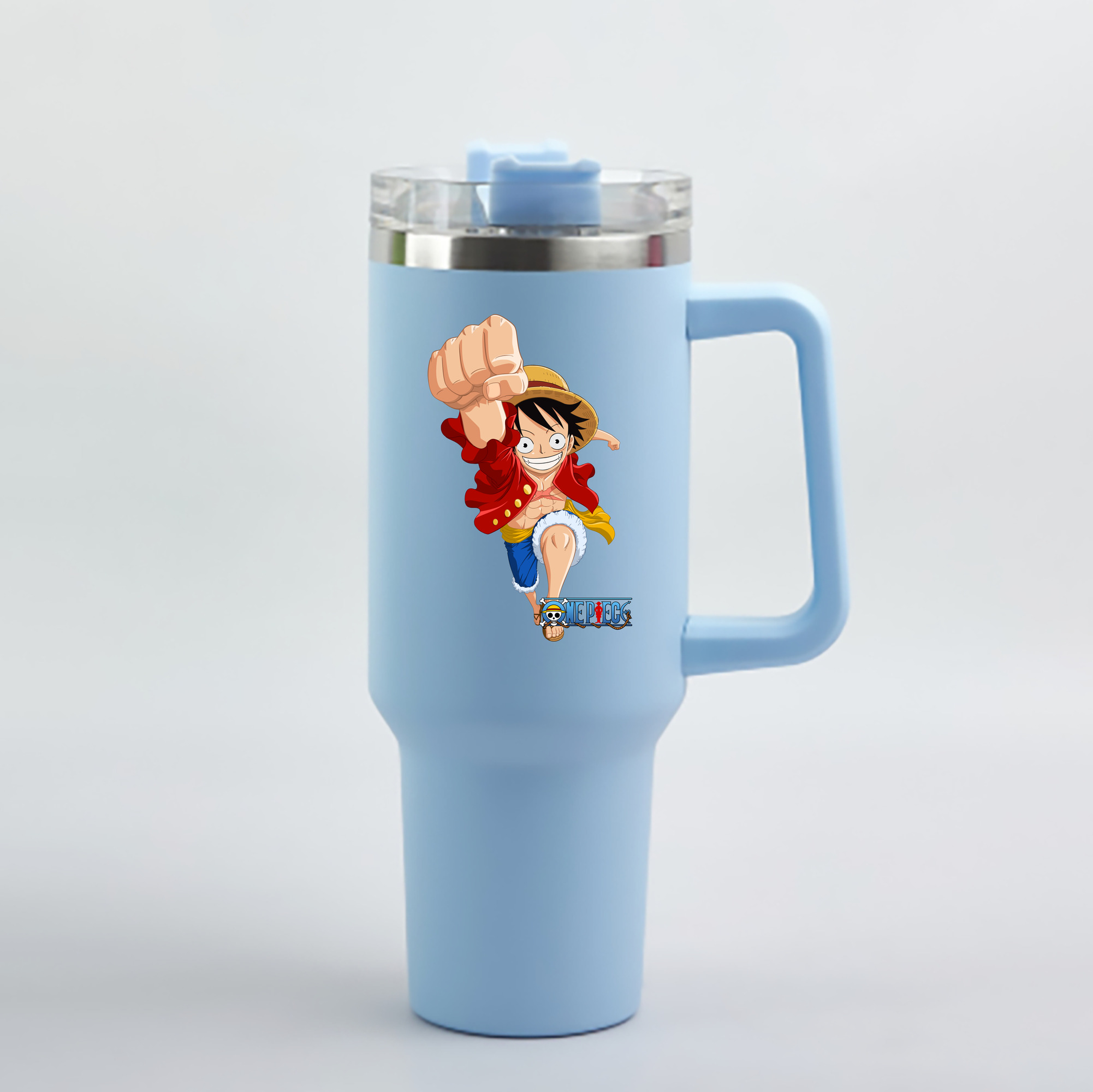 ワンピース モンキー・D・ルフィ ONE PIECE Monkey D. Luffy 1200mL車用タンブラー - クリスタルステッカー（プラスチックストロー付き）