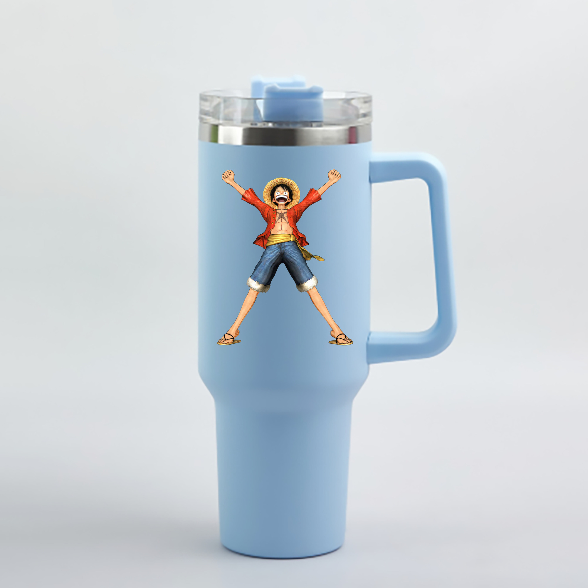 ワンピース モンキー・D・ルフィ ONE PIECE Monkey D. Luffy 1200mL車用タンブラー - クリスタルステッカー（プラスチックストロー付き）