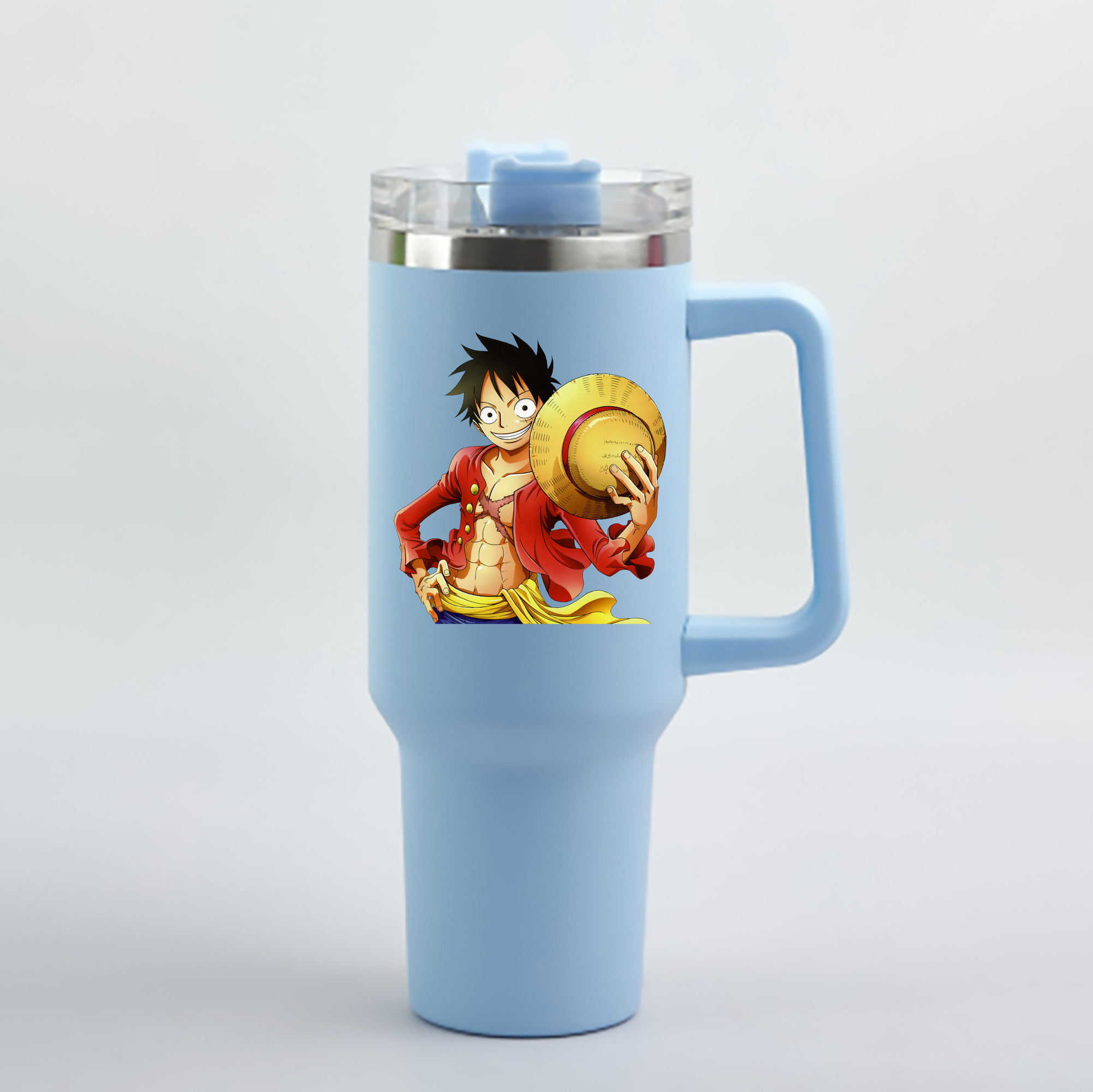 ワンピース モンキー・D・ルフィ ONE PIECE Monkey D. Luffy 1200mL車用タンブラー - クリスタルステッカー（プラスチックストロー付き）