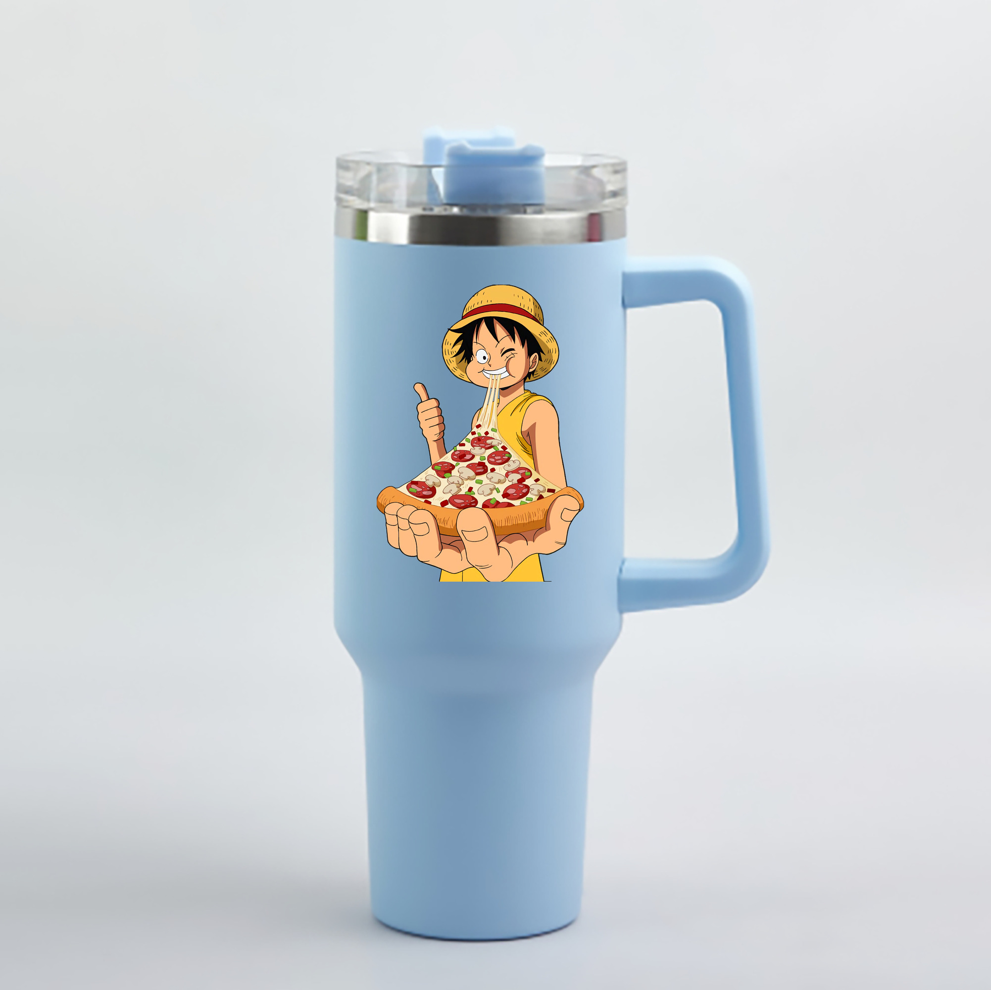 ワンピース モンキー・D・ルフィ ONE PIECE Monkey D. Luffy 1200mL車用タンブラー - クリスタルステッカー（プラスチックストロー付き）