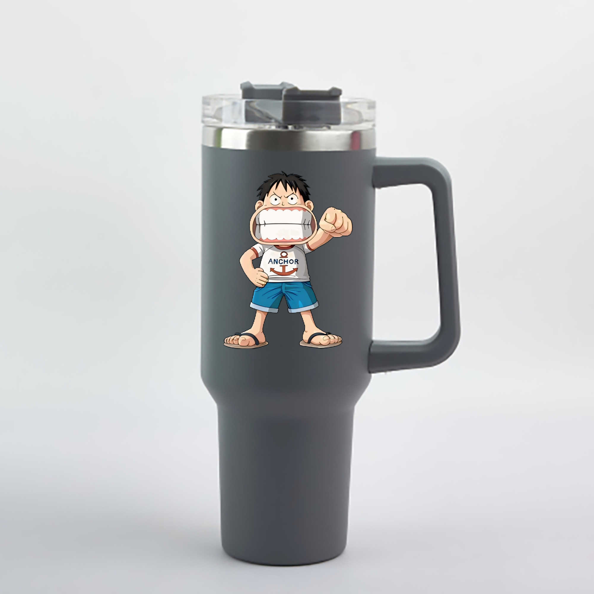 （画像用） ワンピース モンキー・D・ルフィ ONE PIECE Monkey D. Luffy 1200mL車用タンブラー - クリスタルステッカー（プラスチックストロー付き）
