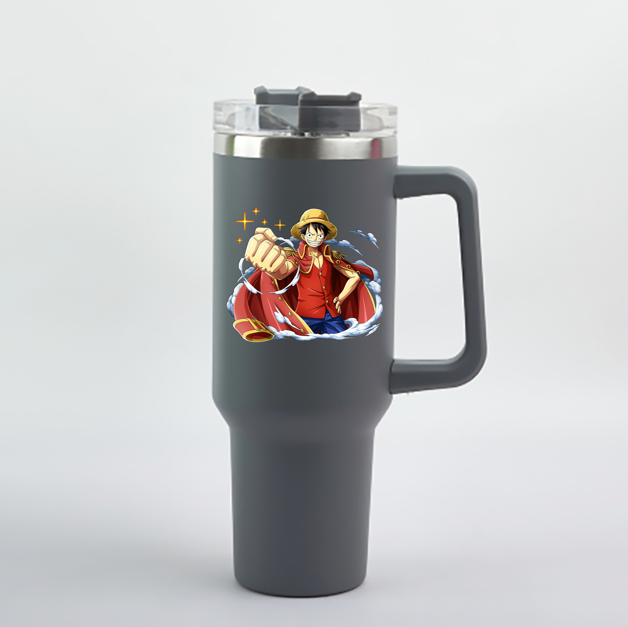ワンピース モンキー・D・ルフィ ONE PIECE Monkey D. Luffy 1200mL車用タンブラー - クリスタルステッカー（プラスチックストロー付き）