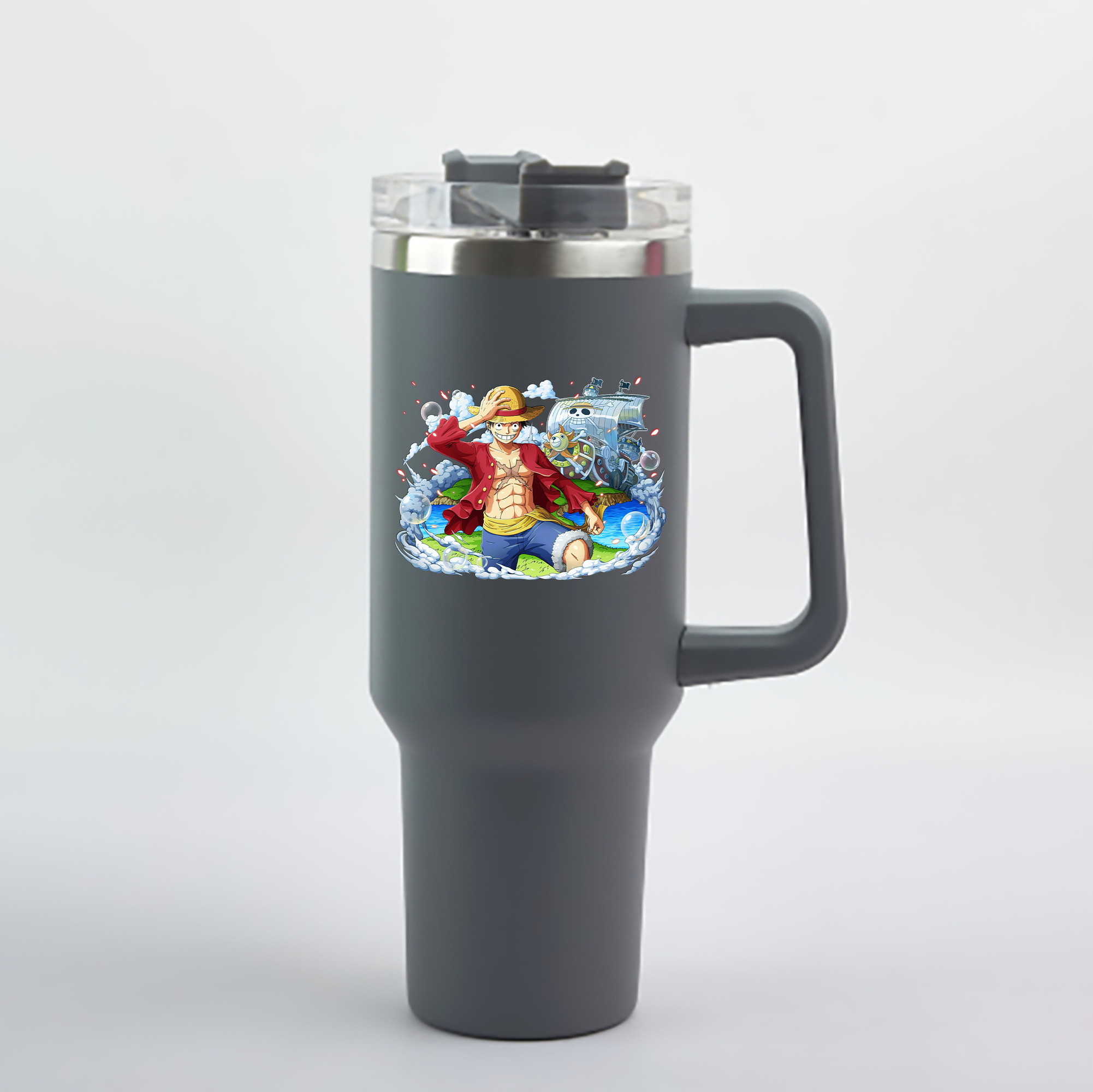 ワンピース モンキー・D・ルフィ ONE PIECE Monkey D. Luffy 1200mL車用タンブラー - クリスタルステッカー（プラスチックストロー付き）