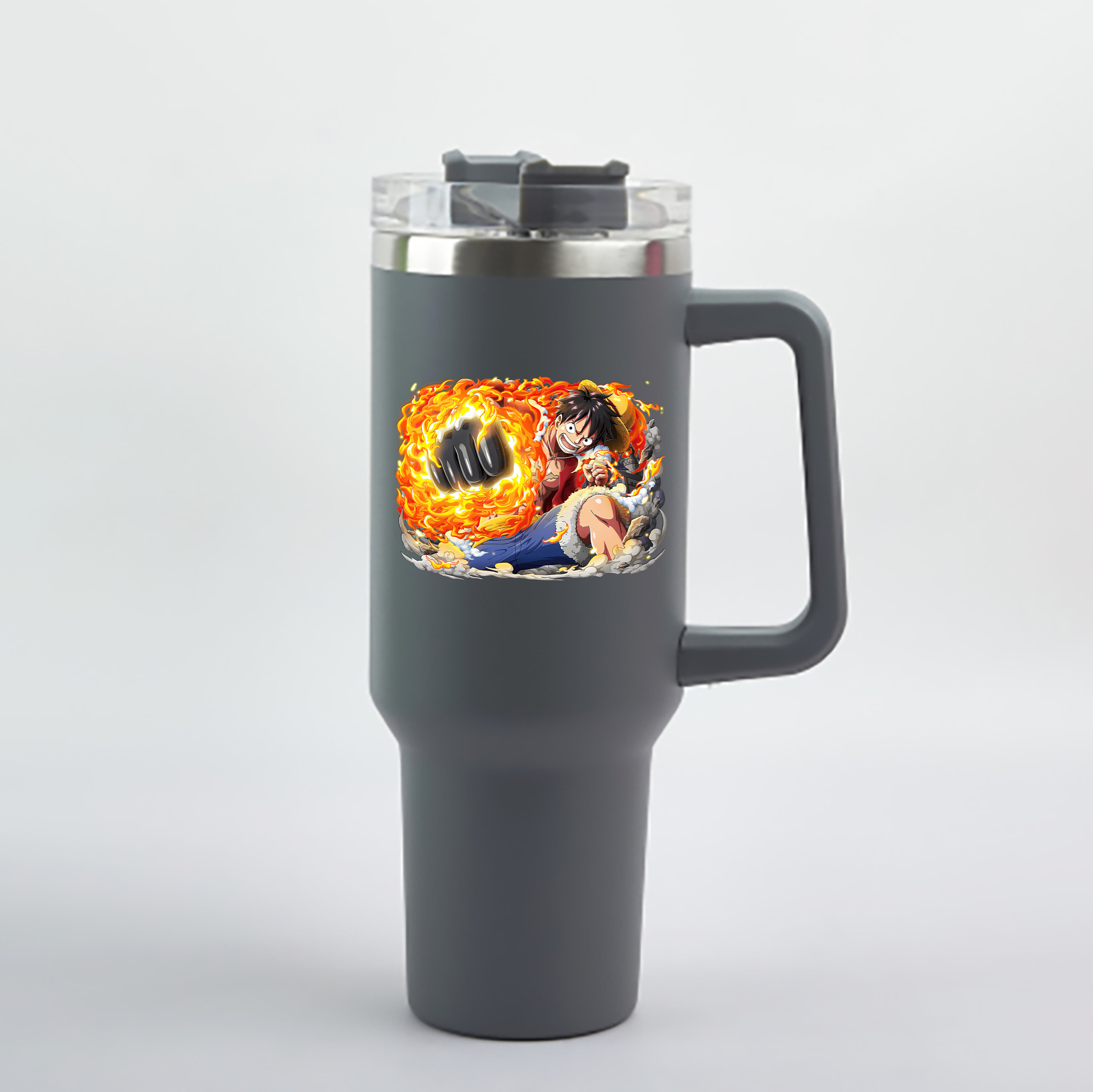 ワンピース モンキー・D・ルフィ ONE PIECE Monkey D. Luffy 1200mL車用タンブラー - クリスタルステッカー（プラスチックストロー付き）