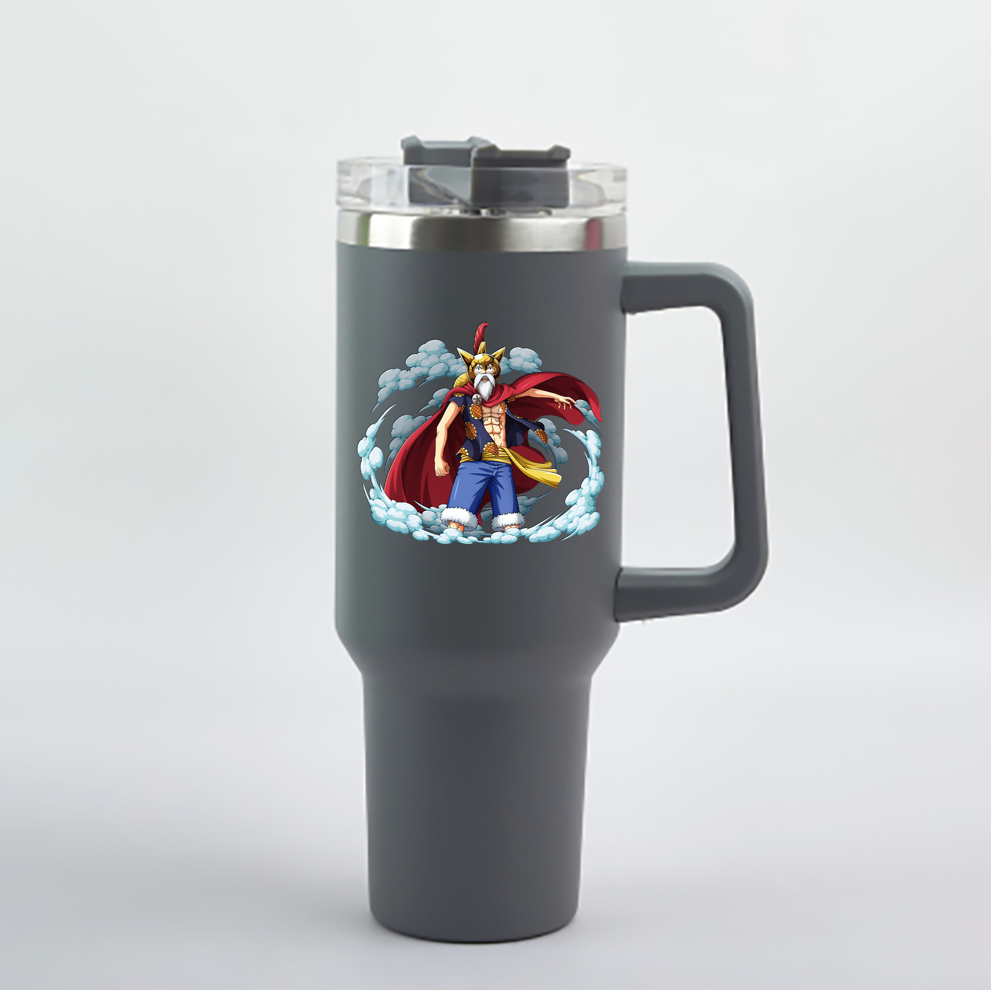 ワンピース モンキー・D・ルフィ ONE PIECE Monkey D. Luffy 1200mL車用タンブラー - クリスタルステッカー（プラスチックストロー付き）