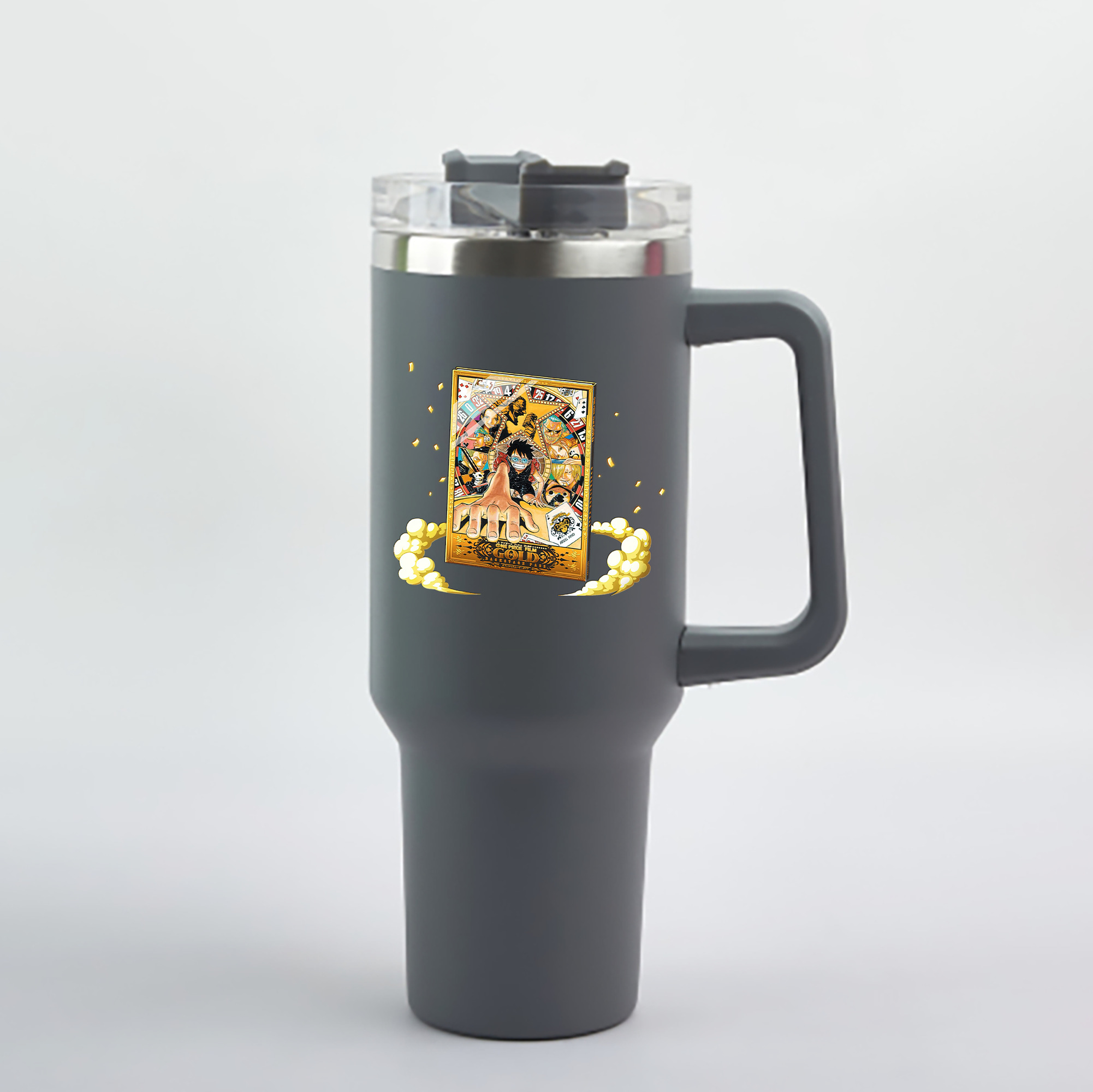 ワンピース モンキー・D・ルフィ ONE PIECE Monkey D. Luffy 1200mL車用タンブラー - クリスタルステッカー（プラスチックストロー付き）