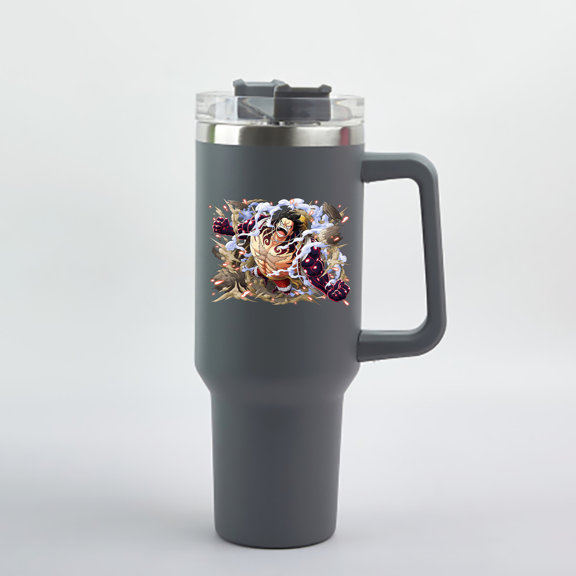 ワンピース モンキー・D・ルフィ ONE PIECE Monkey D. Luffy 1200mL車用タンブラー - クリスタルステッカー（プラスチックストロー付き）