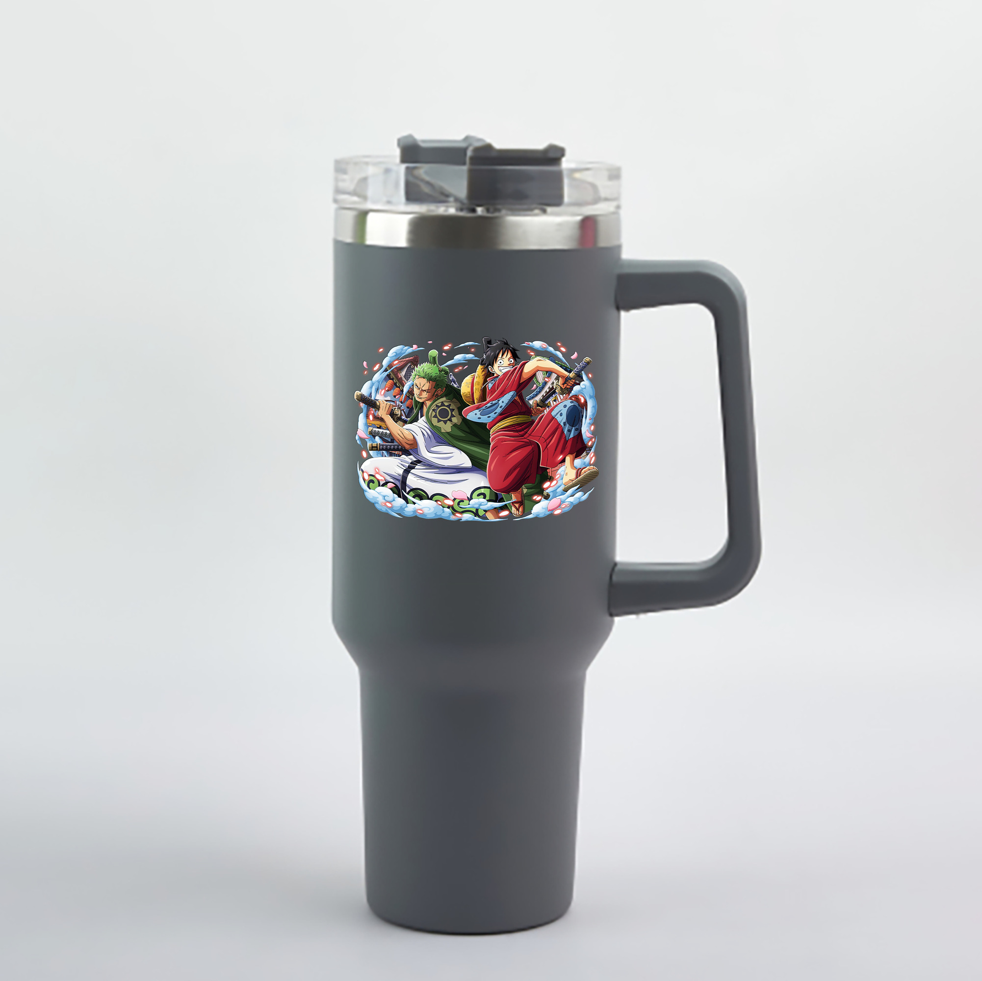ワンピース モンキー・D・ルフィ ONE PIECE Monkey D. Luffy 1200mL車用タンブラー - クリスタルステッカー（プラスチックストロー付き）