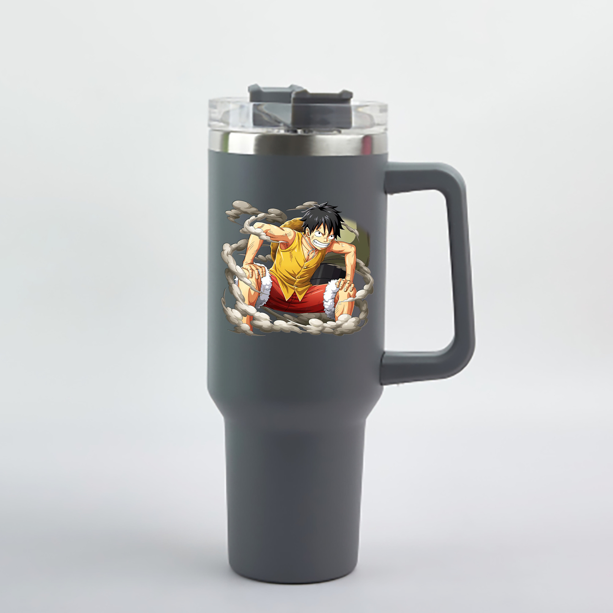 ワンピース モンキー・D・ルフィ ONE PIECE Monkey D. Luffy 1200mL車用タンブラー - クリスタルステッカー（プラスチックストロー付き）