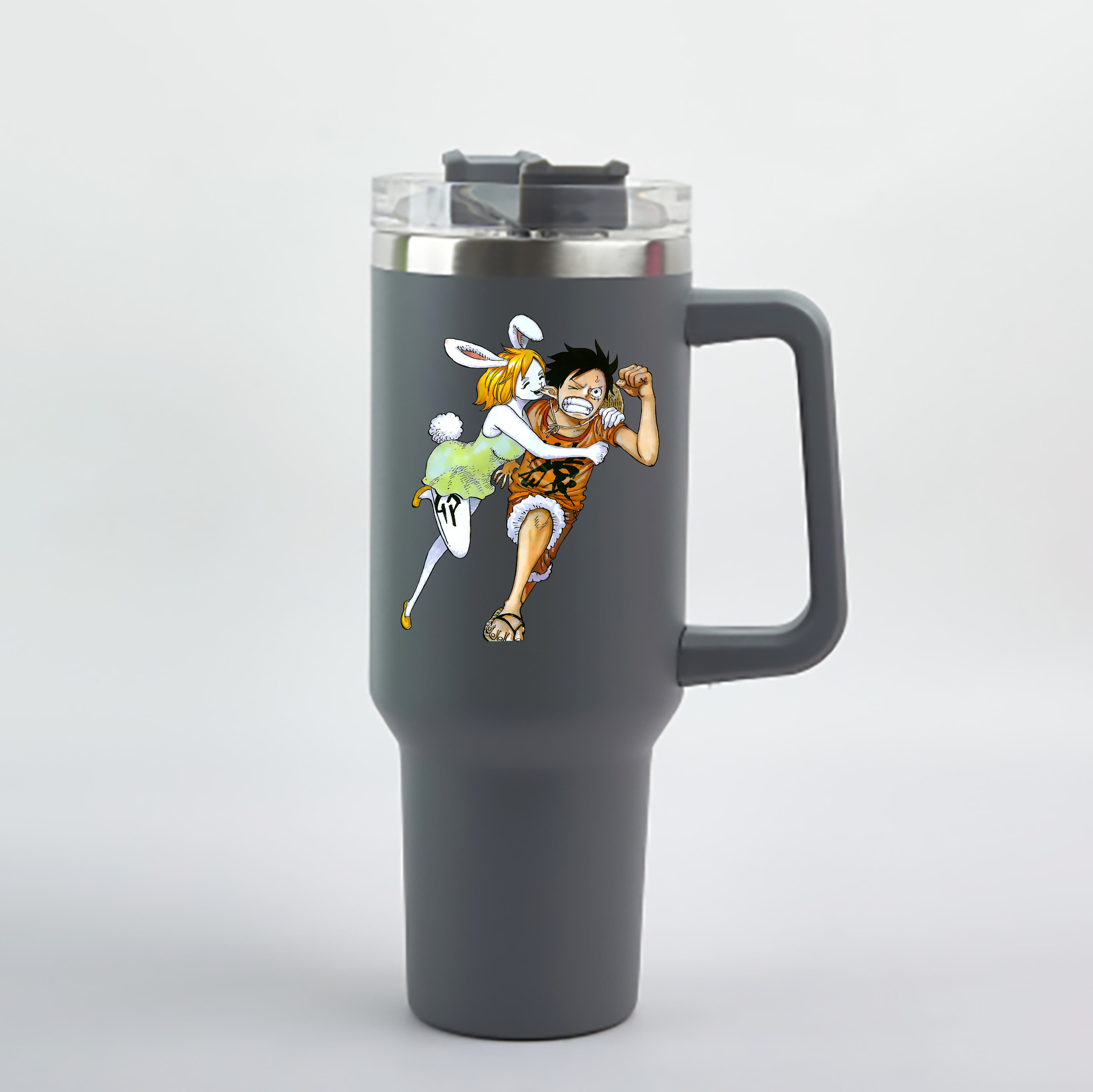 ワンピース モンキー・D・ルフィ ONE PIECE Monkey D. Luffy 1200mL車用タンブラー - クリスタルステッカー（プラスチックストロー付き）