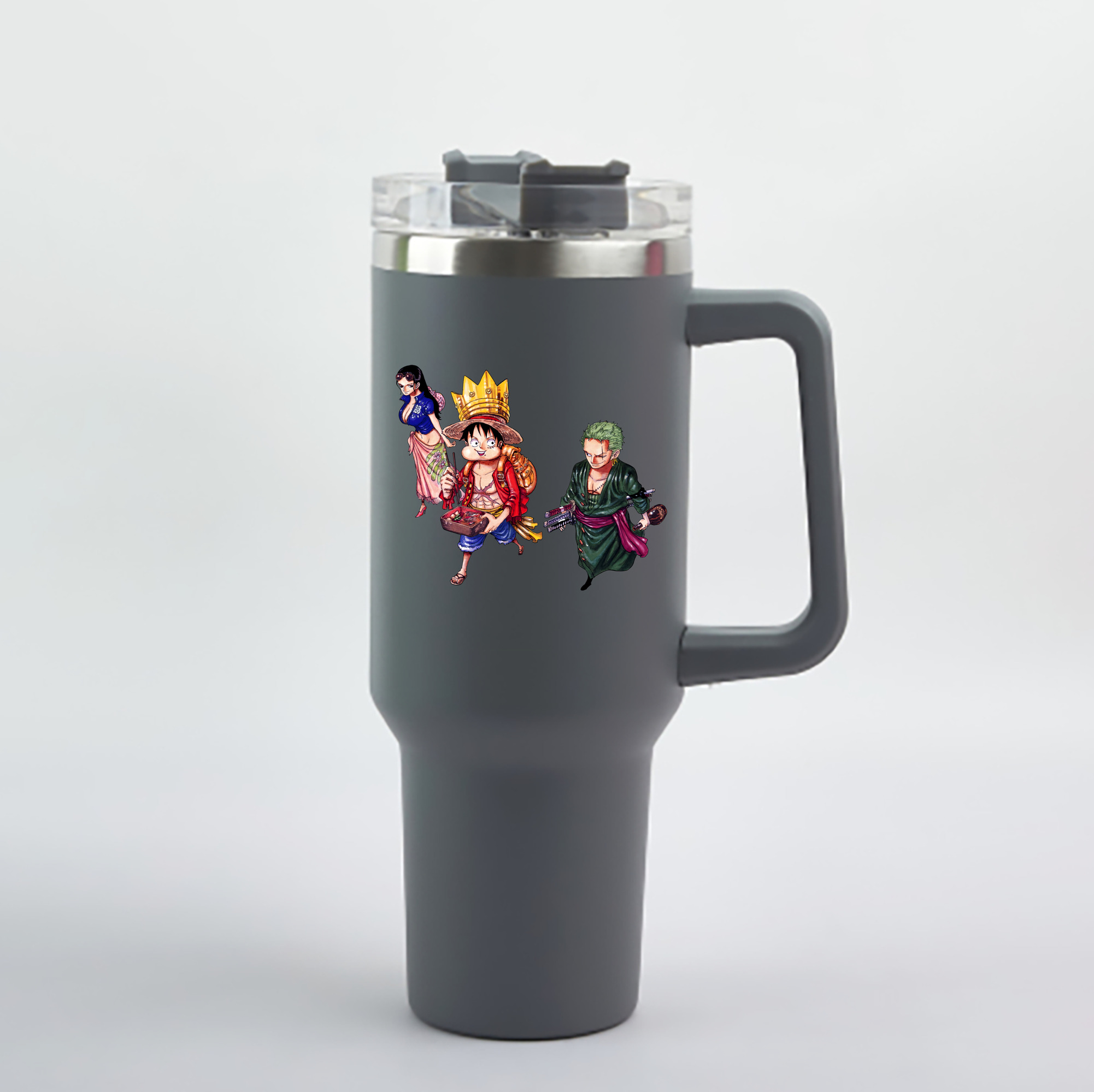 ワンピース モンキー・D・ルフィ ONE PIECE Monkey D. Luffy 1200mL車用タンブラー - クリスタルステッカー（プラスチックストロー付き）