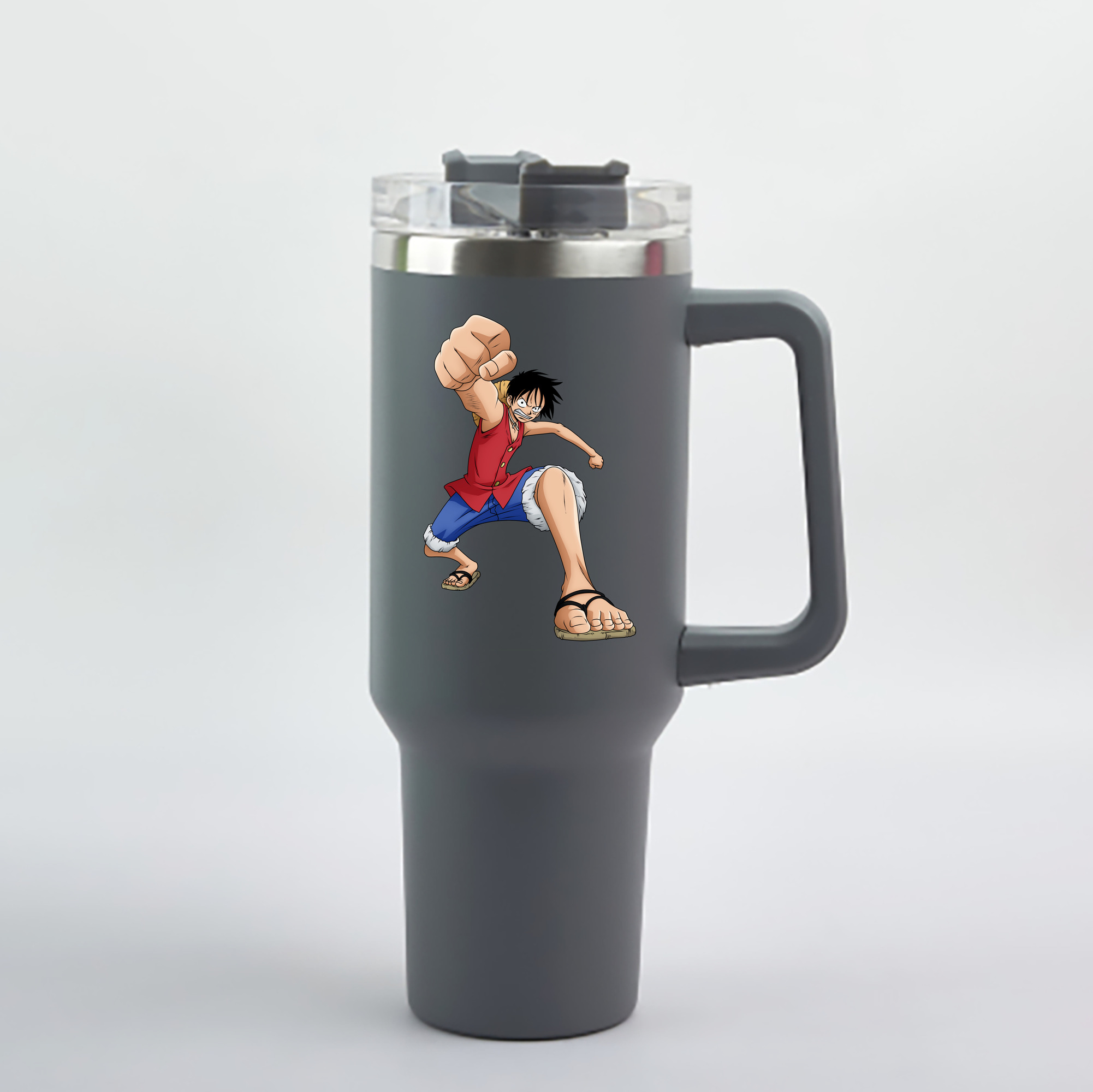 ワンピース モンキー・D・ルフィ ONE PIECE Monkey D. Luffy 1200mL車用タンブラー - クリスタルステッカー（プラスチックストロー付き）