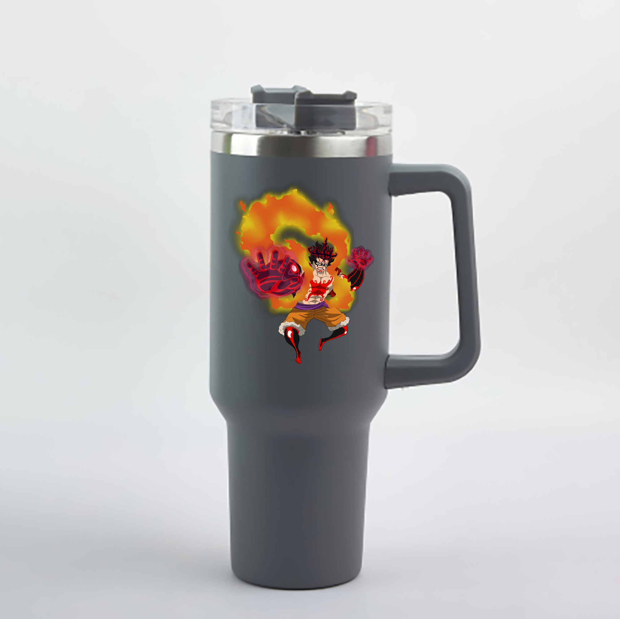ワンピース モンキー・D・ルフィ ONE PIECE Monkey D. Luffy 1200mL車用タンブラー - クリスタルステッカー（プラスチックストロー付き）
