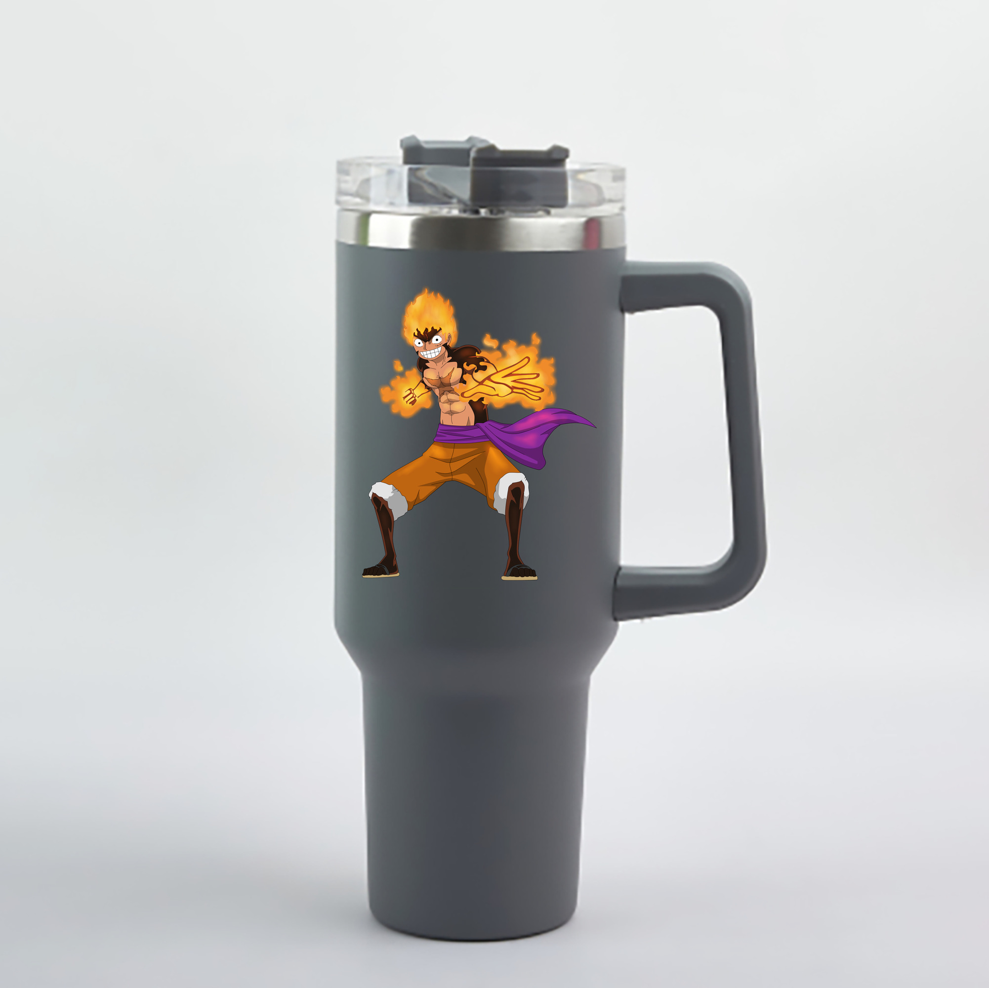 ワンピース モンキー・D・ルフィ ONE PIECE Monkey D. Luffy 1200mL車用タンブラー - クリスタルステッカー（プラスチックストロー付き）