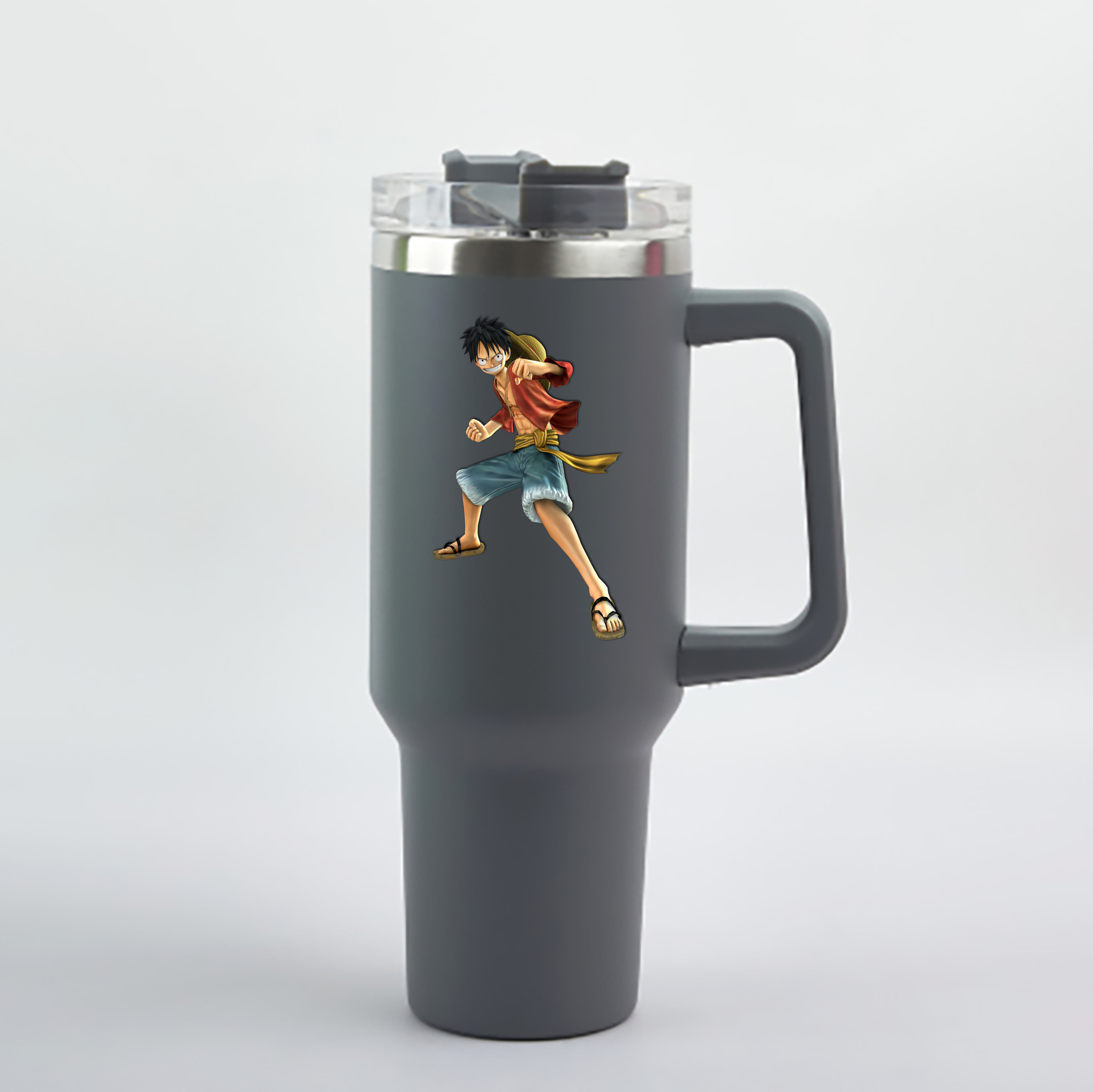 ワンピース モンキー・D・ルフィ ONE PIECE Monkey D. Luffy 1200mL車用タンブラー - クリスタルステッカー（プラスチックストロー付き）