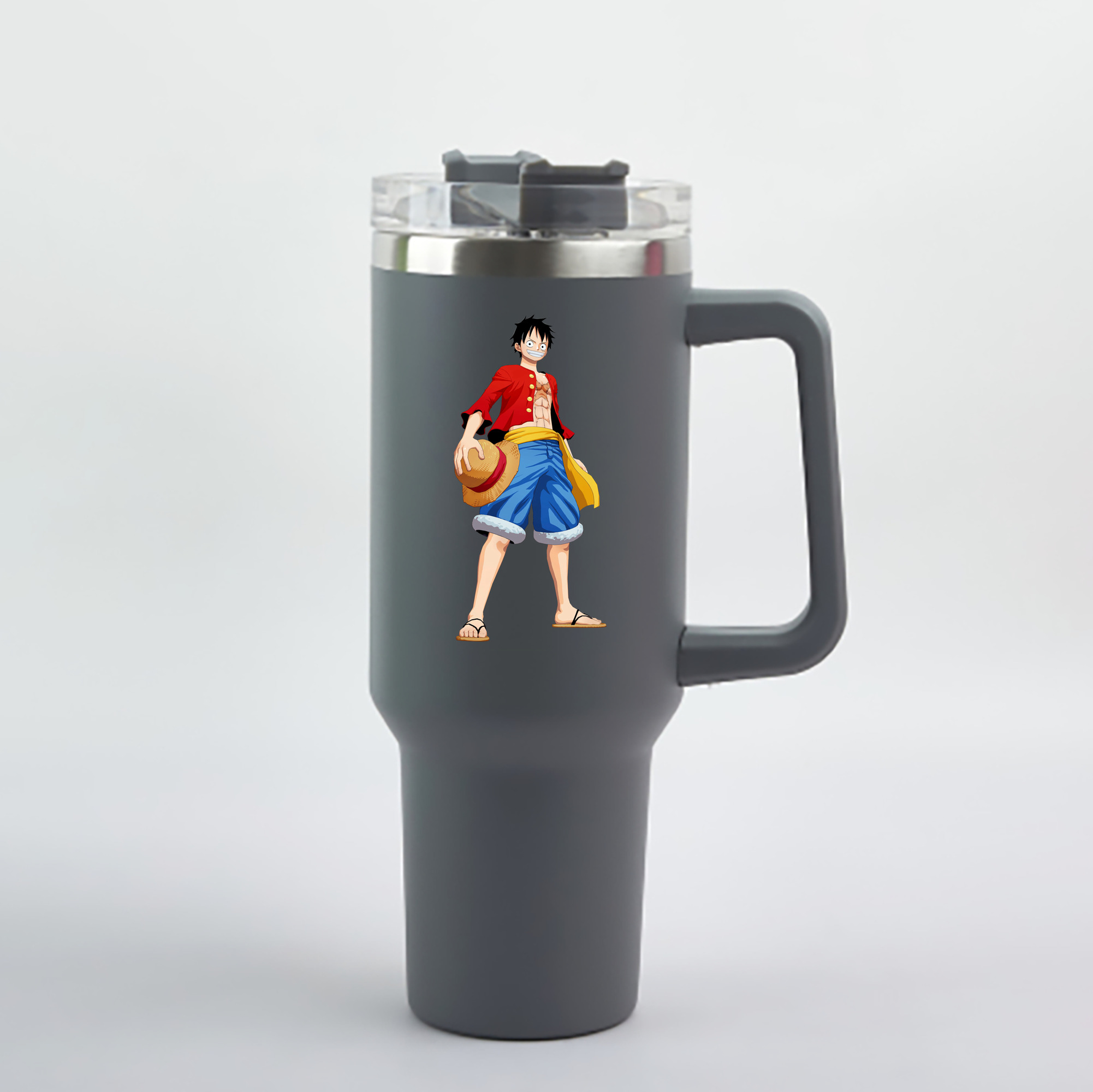 ワンピース モンキー・D・ルフィ ONE PIECE Monkey D. Luffy 1200mL車用タンブラー - クリスタルステッカー（プラスチックストロー付き）