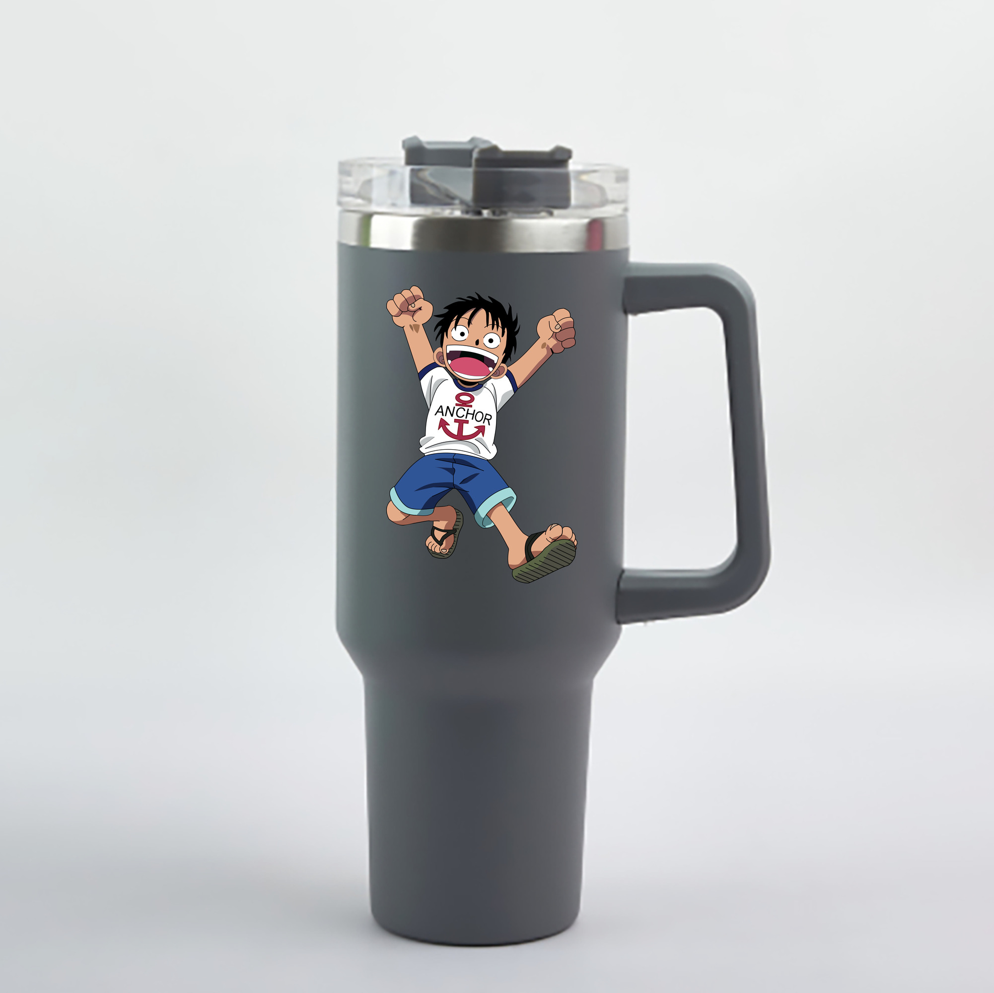 ワンピース モンキー・D・ルフィ ONE PIECE Monkey D. Luffy 1200mL車用タンブラー - クリスタルステッカー（プラスチックストロー付き）