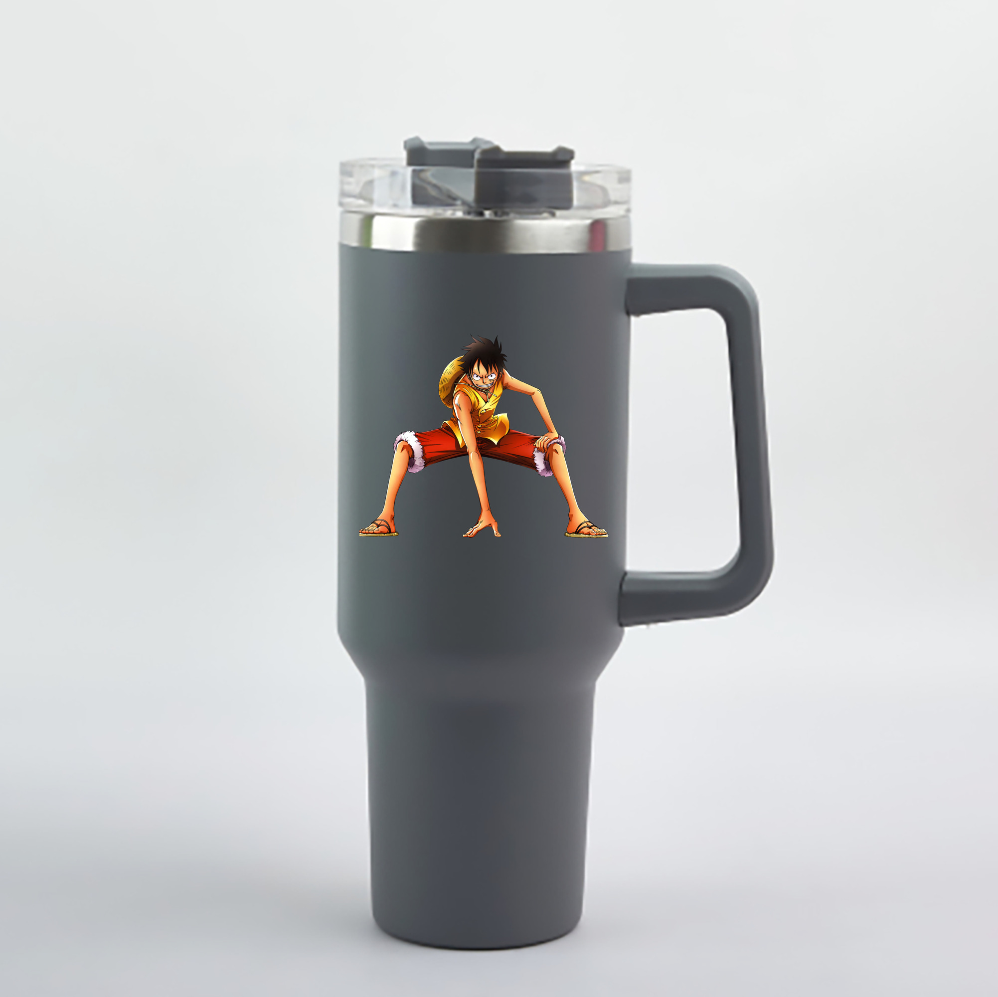 ワンピース モンキー・D・ルフィ ONE PIECE Monkey D. Luffy 1200mL車用タンブラー - クリスタルステッカー（プラスチックストロー付き）