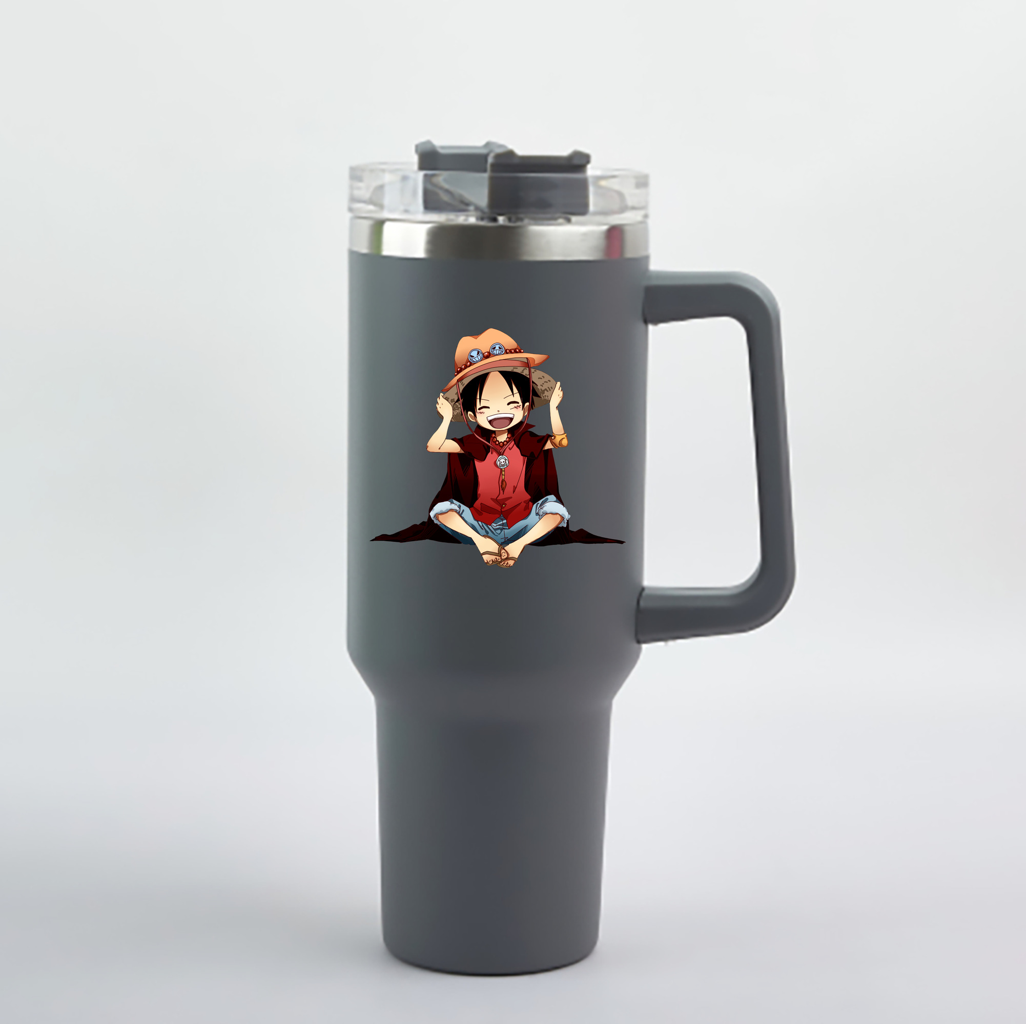 ワンピース モンキー・D・ルフィ ONE PIECE Monkey D. Luffy 1200mL車用タンブラー - クリスタルステッカー（プラスチックストロー付き）