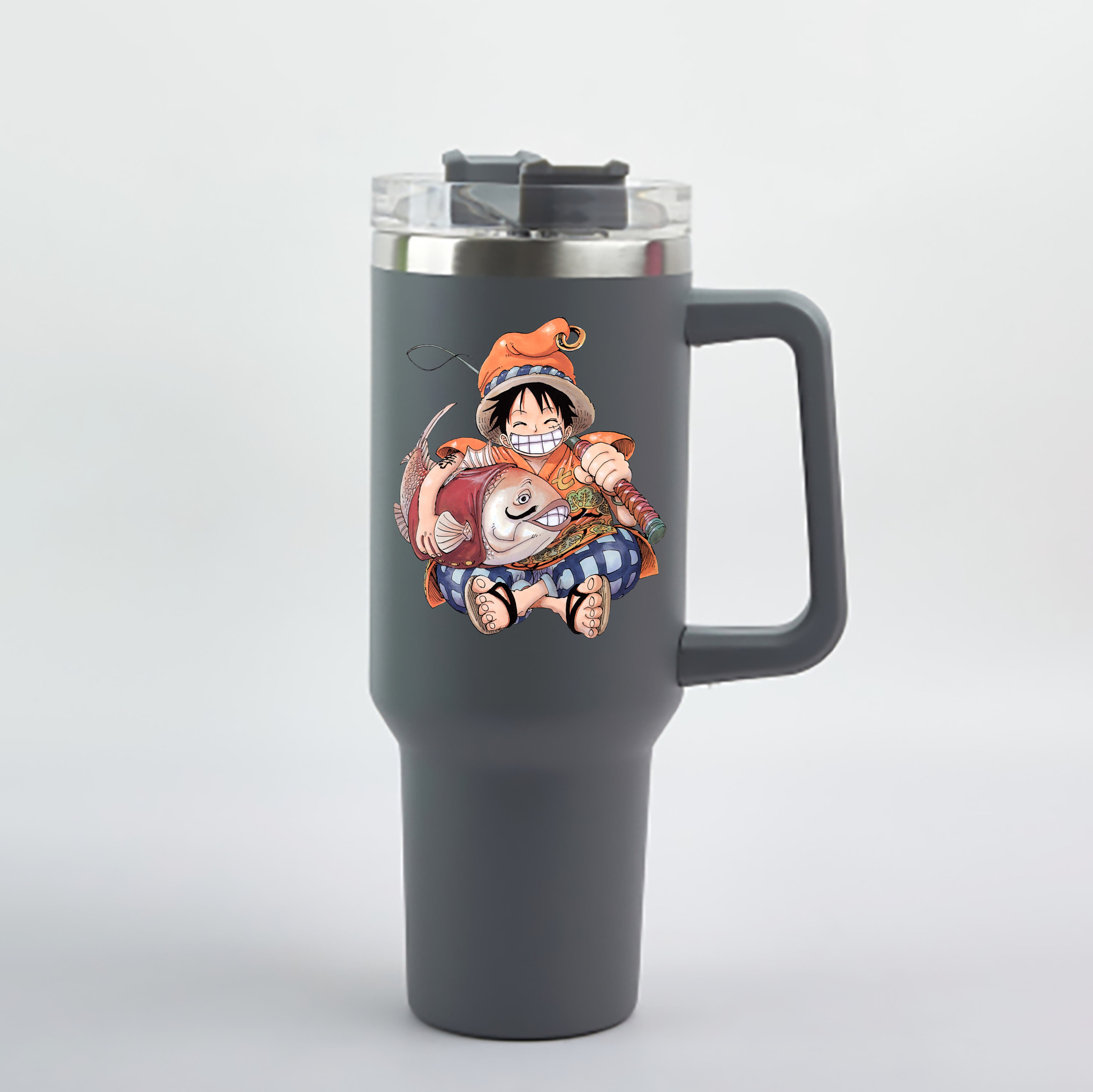 ワンピース モンキー・D・ルフィ ONE PIECE Monkey D. Luffy 1200mL車用タンブラー - クリスタルステッカー（プラスチックストロー付き）