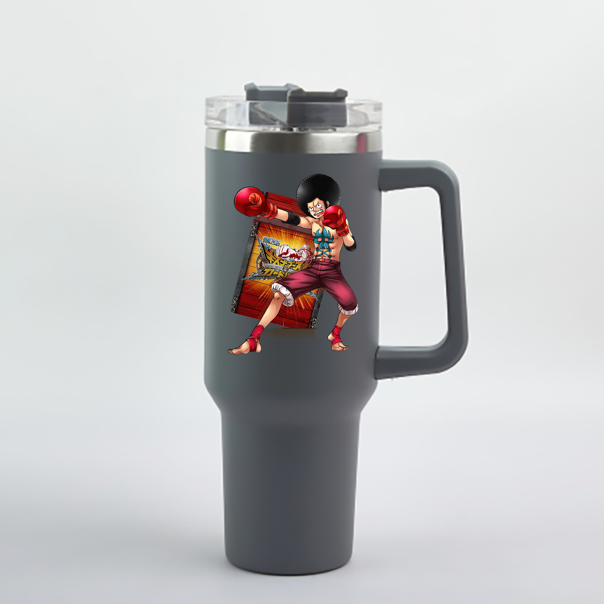 ワンピース モンキー・D・ルフィ ONE PIECE Monkey D. Luffy 1200mL車用タンブラー - クリスタルステッカー（プラスチックストロー付き）