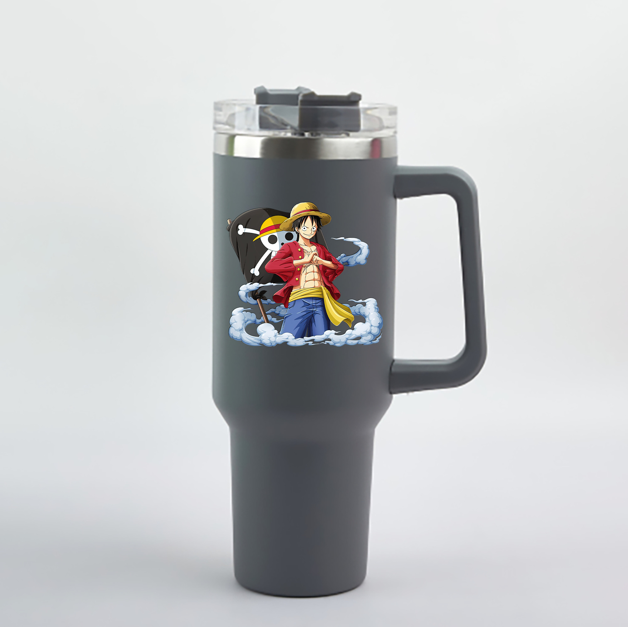 ワンピース モンキー・D・ルフィ ONE PIECE Monkey D. Luffy 1200mL車用タンブラー - クリスタルステッカー（プラスチックストロー付き）