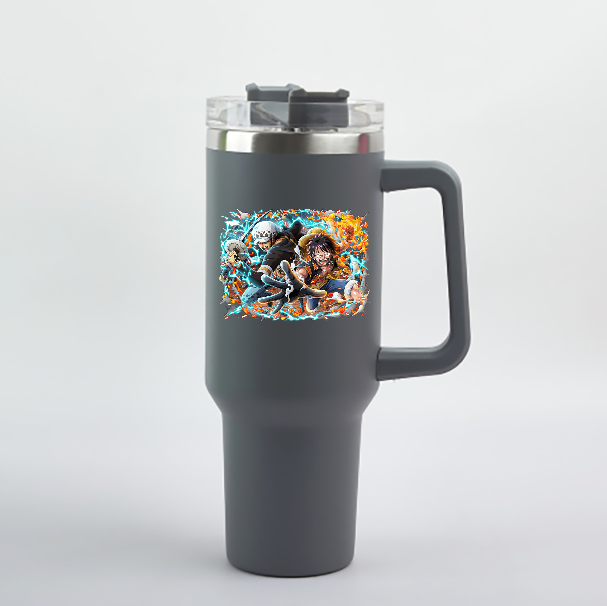 ワンピース モンキー・D・ルフィ ONE PIECE Monkey D. Luffy 1200mL車用タンブラー - クリスタルステッカー（プラスチックストロー付き）