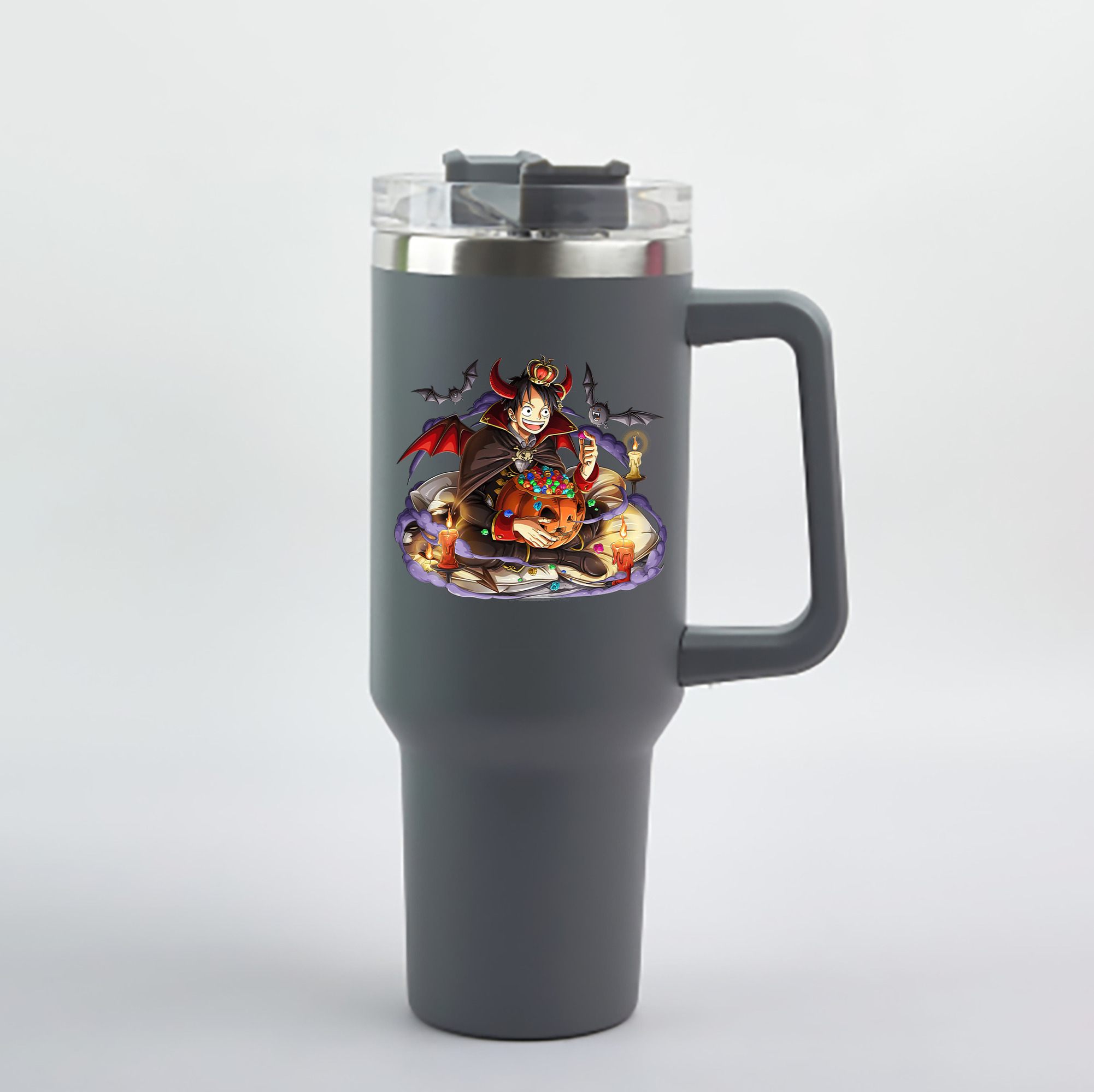 ワンピース モンキー・D・ルフィ ONE PIECE Monkey D. Luffy 1200mL車用タンブラー - クリスタルステッカー（プラスチックストロー付き）