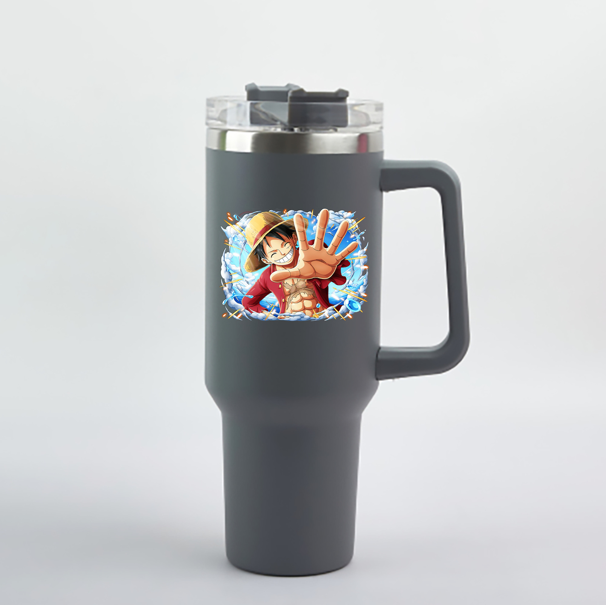 ワンピース モンキー・D・ルフィ ONE PIECE Monkey D. Luffy 1200mL車用タンブラー - クリスタルステッカー（プラスチックストロー付き）