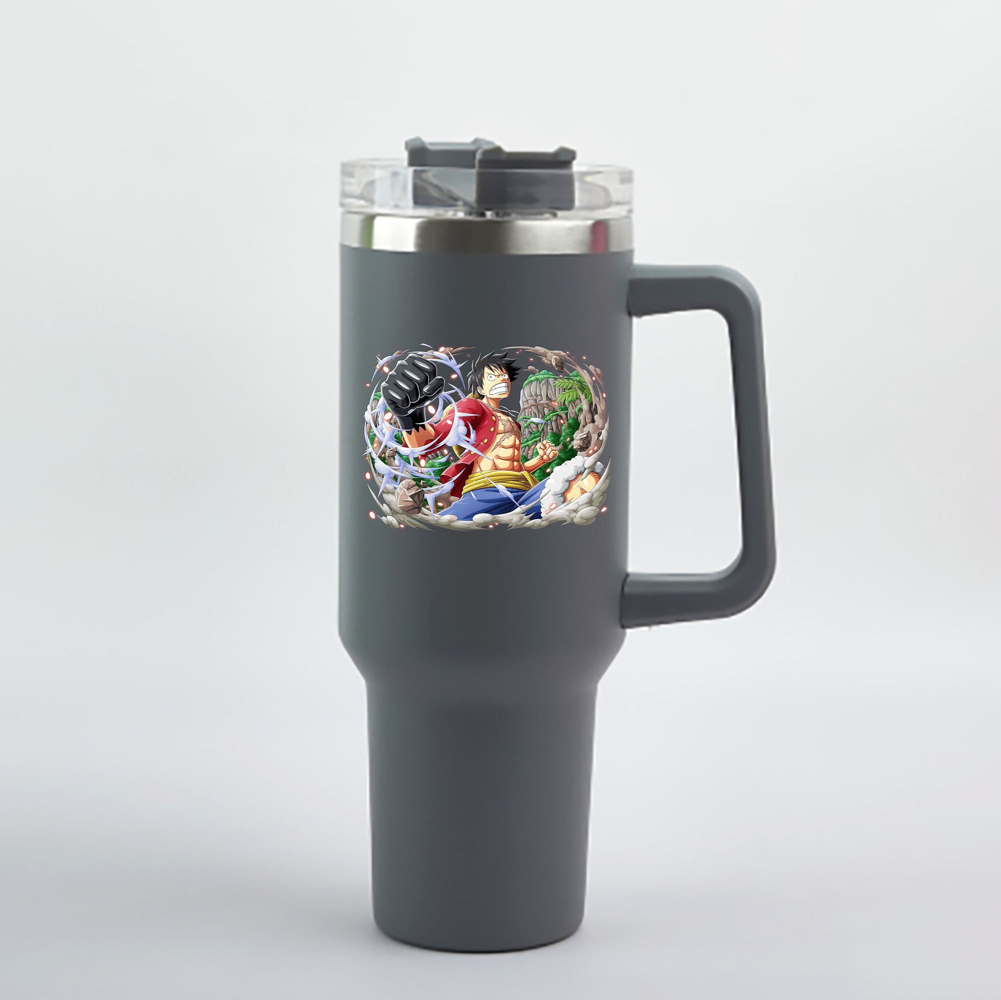 ワンピース モンキー・D・ルフィ ONE PIECE Monkey D. Luffy 1200mL車用タンブラー - クリスタルステッカー（プラスチックストロー付き）