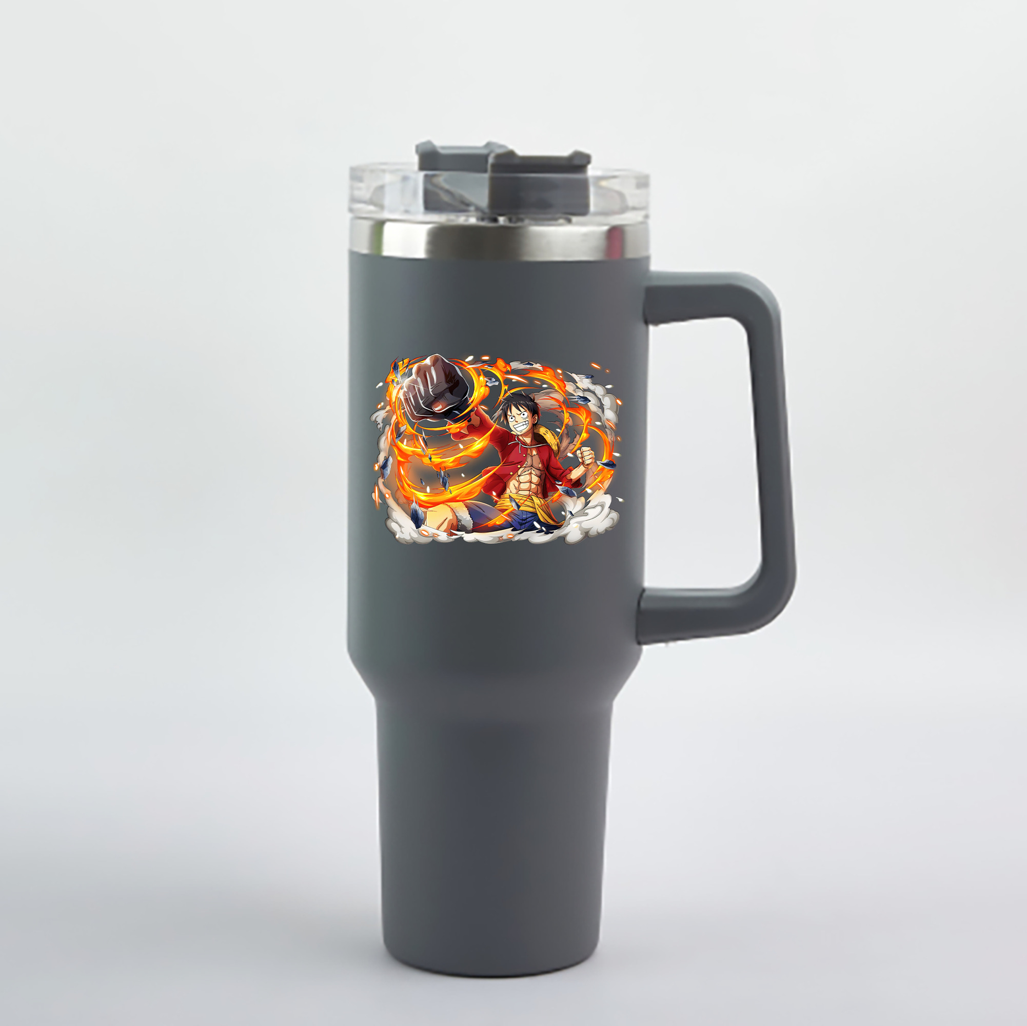 ワンピース モンキー・D・ルフィ ONE PIECE Monkey D. Luffy 1200mL車用タンブラー - クリスタルステッカー（プラスチックストロー付き）