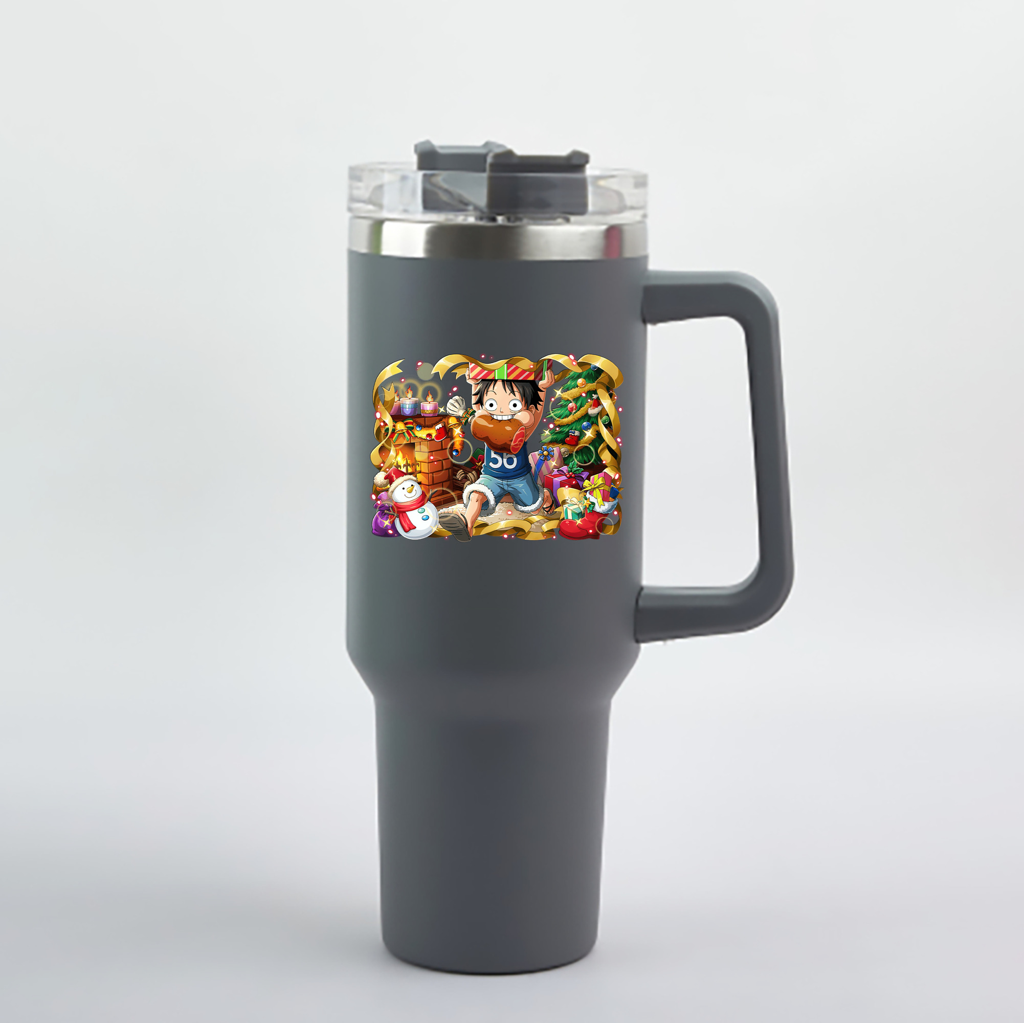 ワンピース モンキー・D・ルフィ ONE PIECE Monkey D. Luffy 1200mL車用タンブラー - クリスタルステッカー（プラスチックストロー付き）