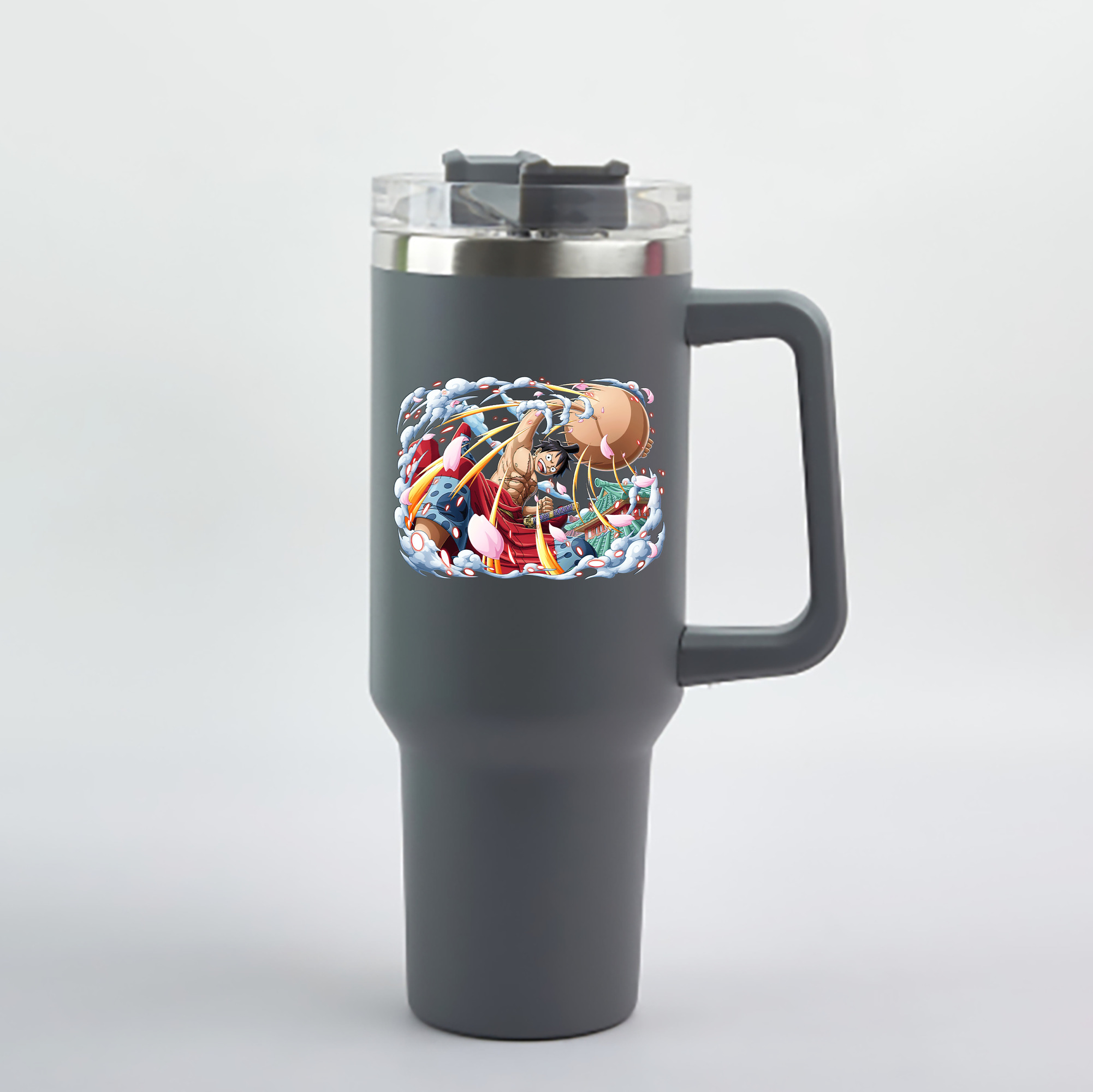 ワンピース モンキー・D・ルフィ ONE PIECE Monkey D. Luffy 1200mL車用タンブラー - クリスタルステッカー（プラスチックストロー付き）