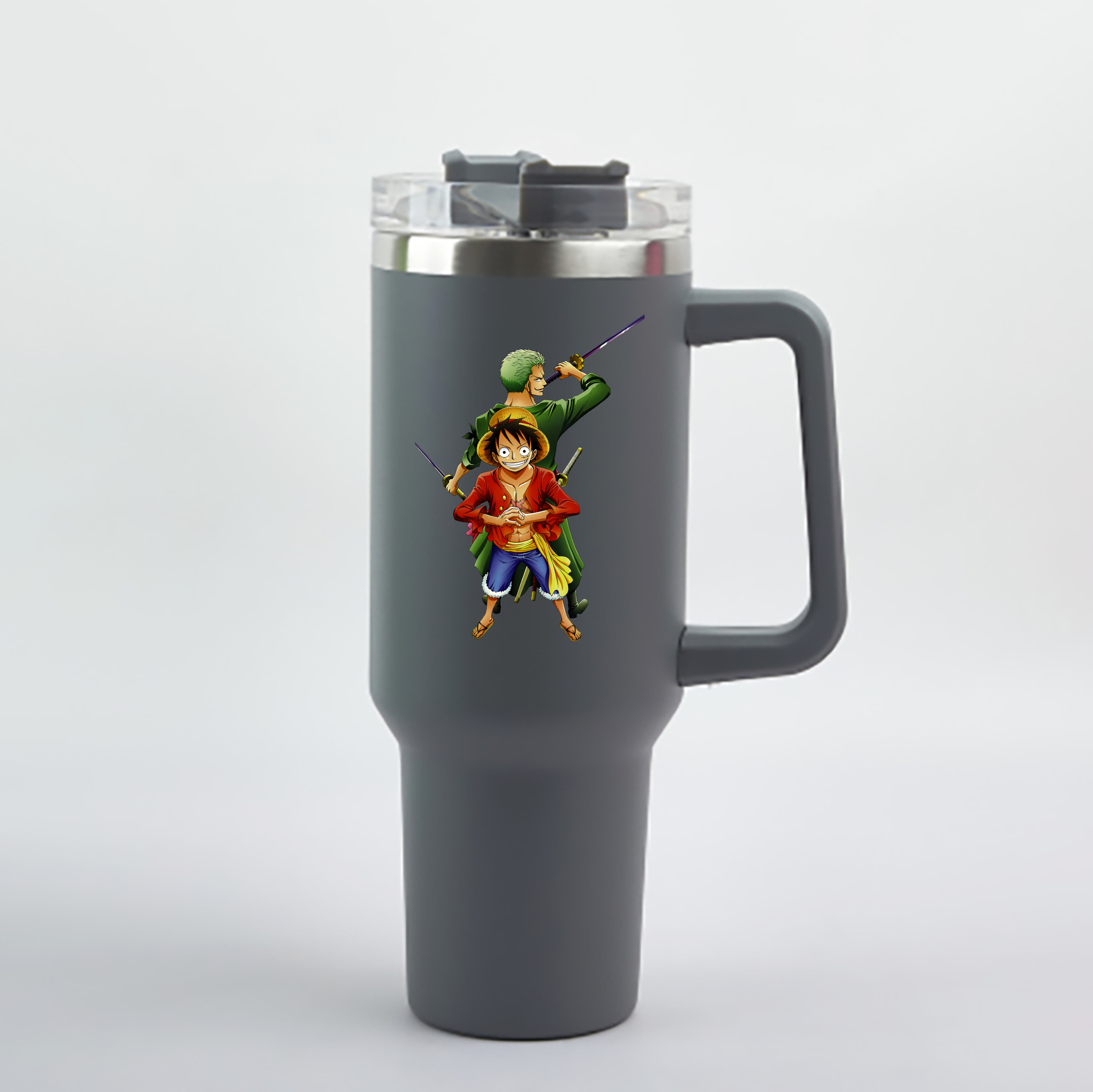 ワンピース モンキー・D・ルフィ ONE PIECE Monkey D. Luffy 1200mL車用タンブラー - クリスタルステッカー（プラスチックストロー付き）