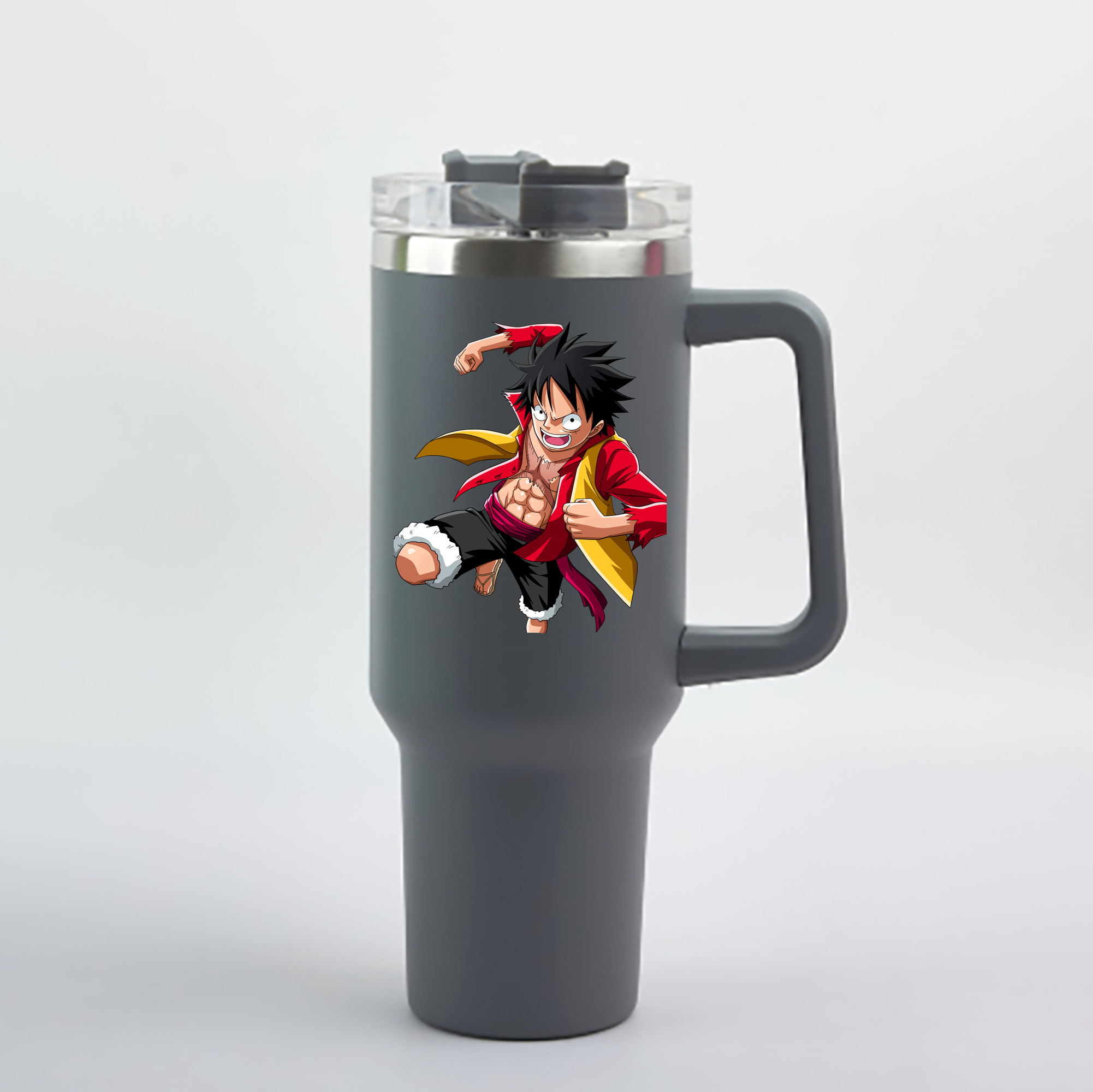 ワンピース モンキー・D・ルフィ ONE PIECE Monkey D. Luffy 1200mL車用タンブラー - クリスタルステッカー（プラスチックストロー付き）