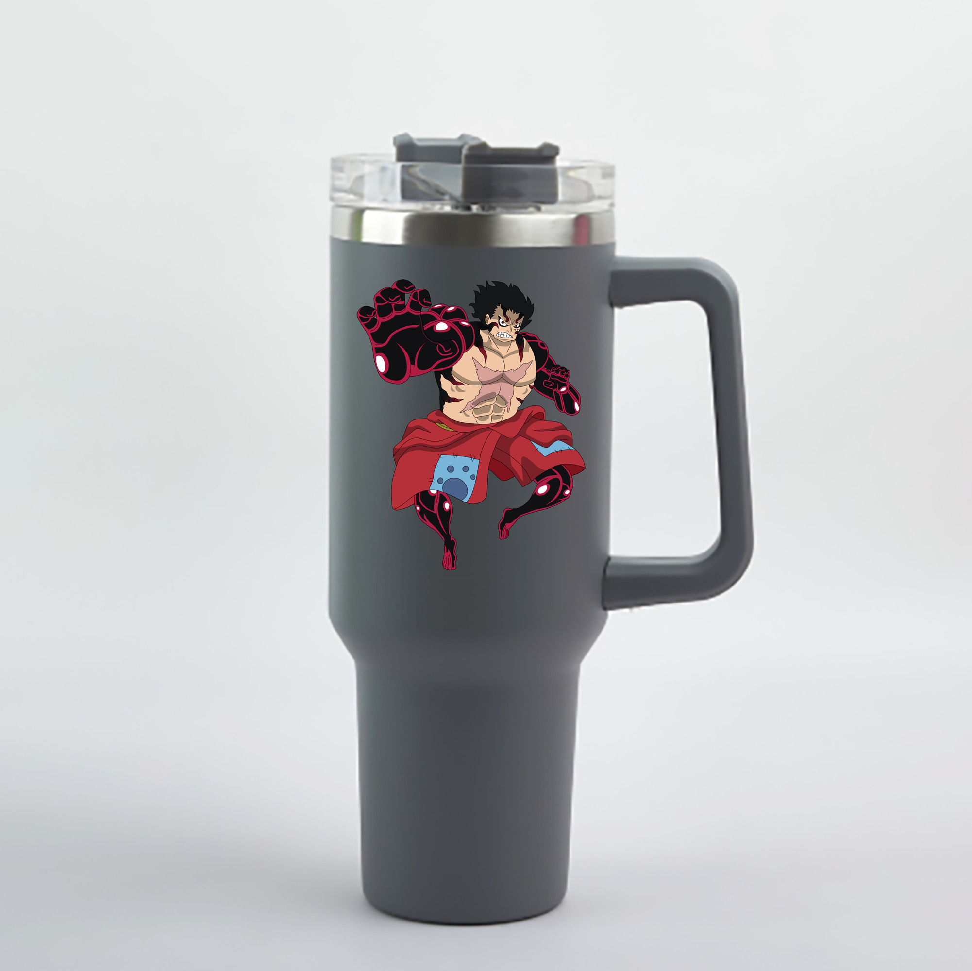 ワンピース モンキー・D・ルフィ ONE PIECE Monkey D. Luffy 1200mL車用タンブラー - クリスタルステッカー（プラスチックストロー付き）
