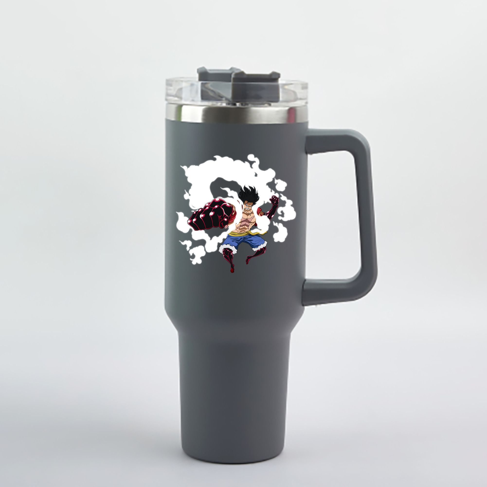 ワンピース モンキー・D・ルフィ ONE PIECE Monkey D. Luffy 1200mL車用タンブラー - クリスタルステッカー（プラスチックストロー付き）