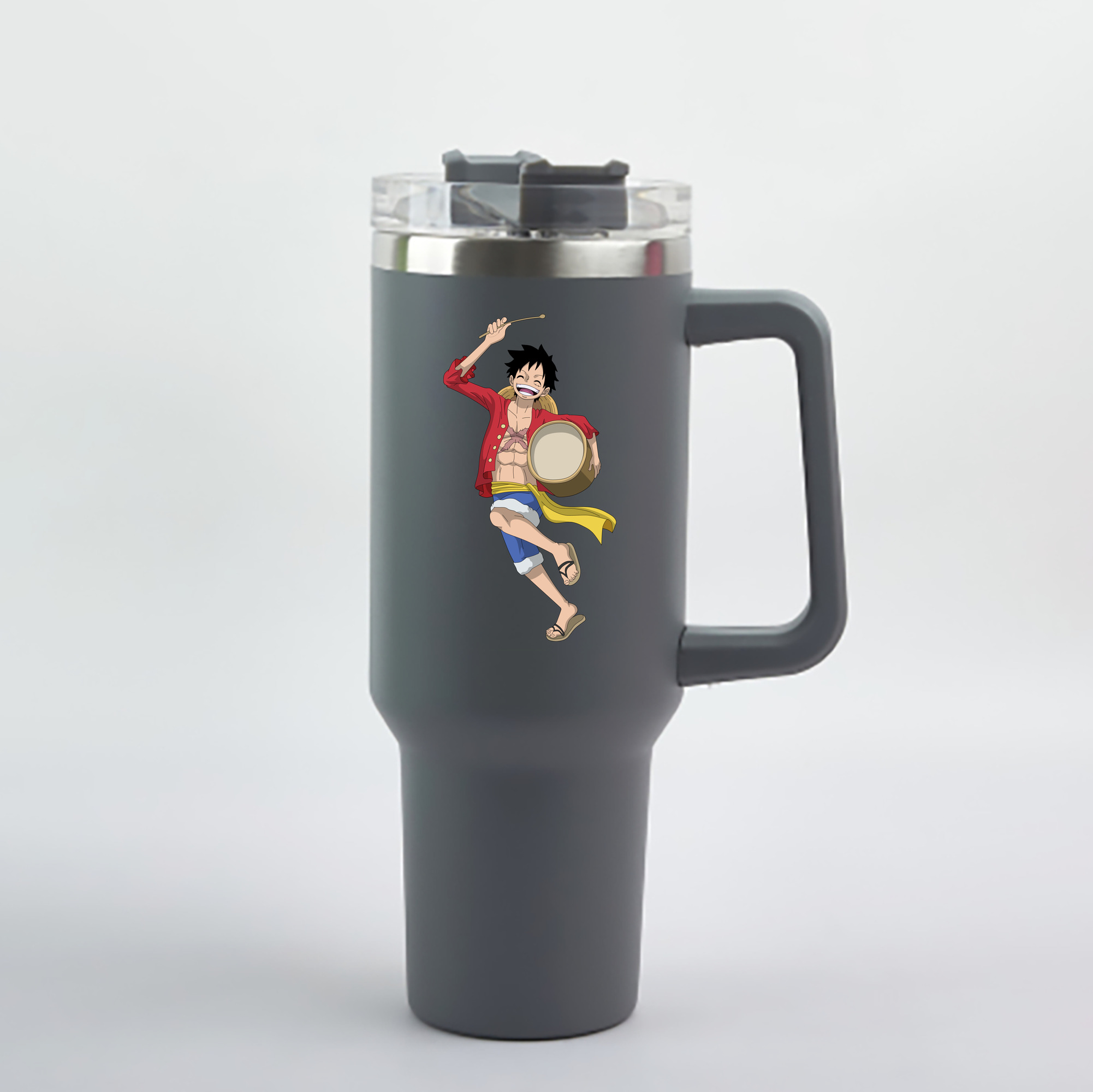 ワンピース モンキー・D・ルフィ ONE PIECE Monkey D. Luffy 1200mL車用タンブラー - クリスタルステッカー（プラスチックストロー付き）