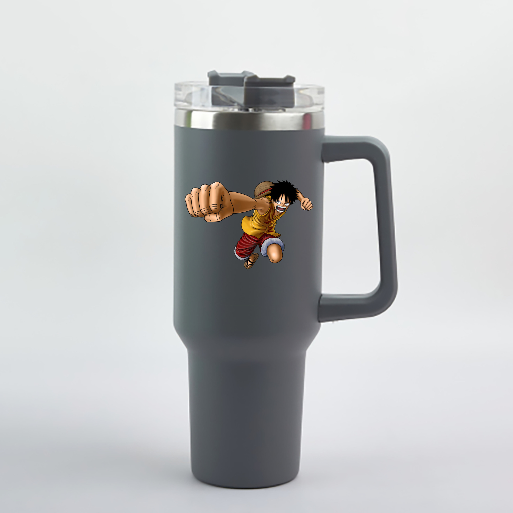 ワンピース モンキー・D・ルフィ ONE PIECE Monkey D. Luffy 1200mL車用タンブラー - クリスタルステッカー（プラスチックストロー付き）