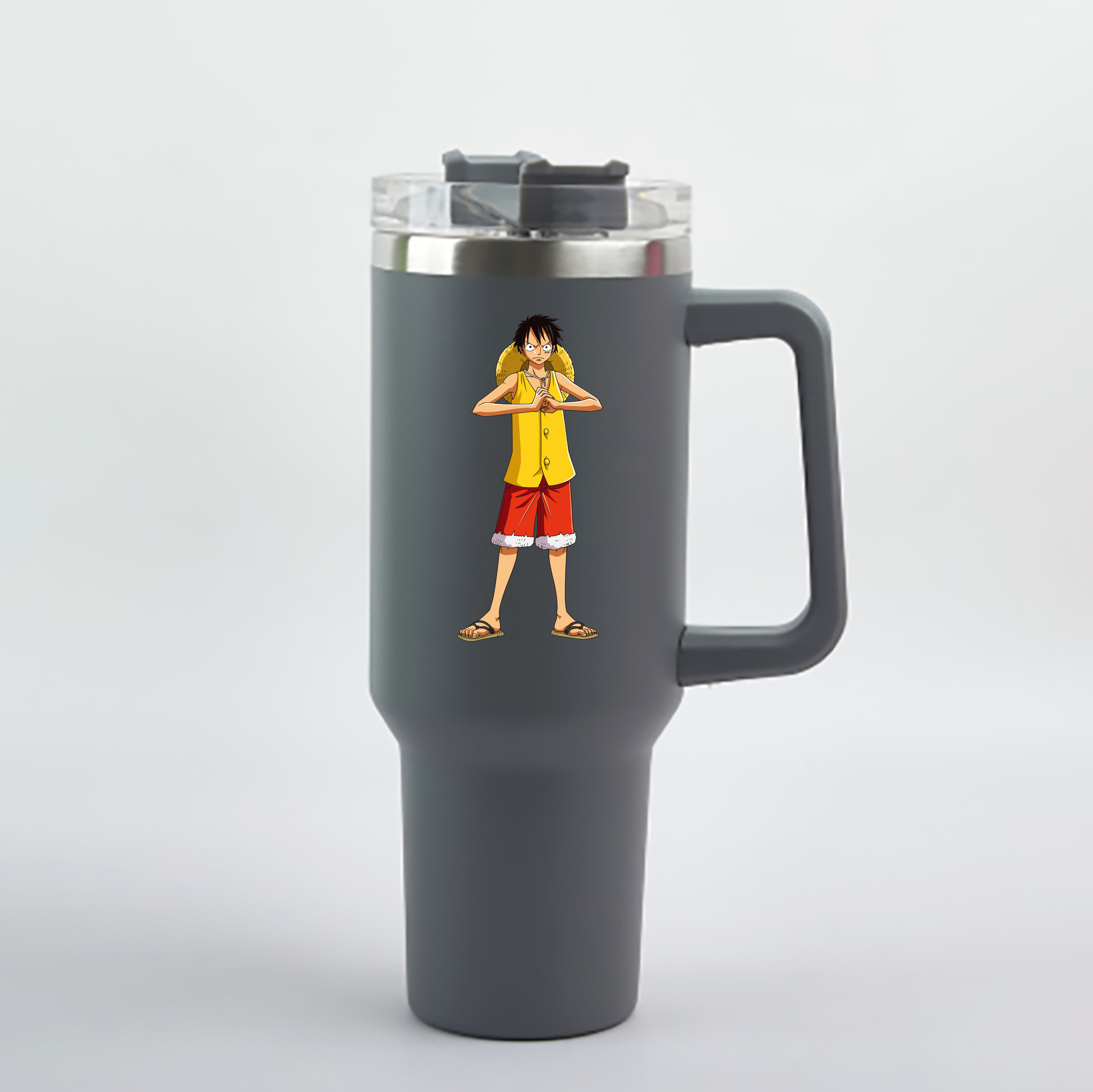 ワンピース モンキー・D・ルフィ ONE PIECE Monkey D. Luffy 1200mL車用タンブラー - クリスタルステッカー（プラスチックストロー付き）