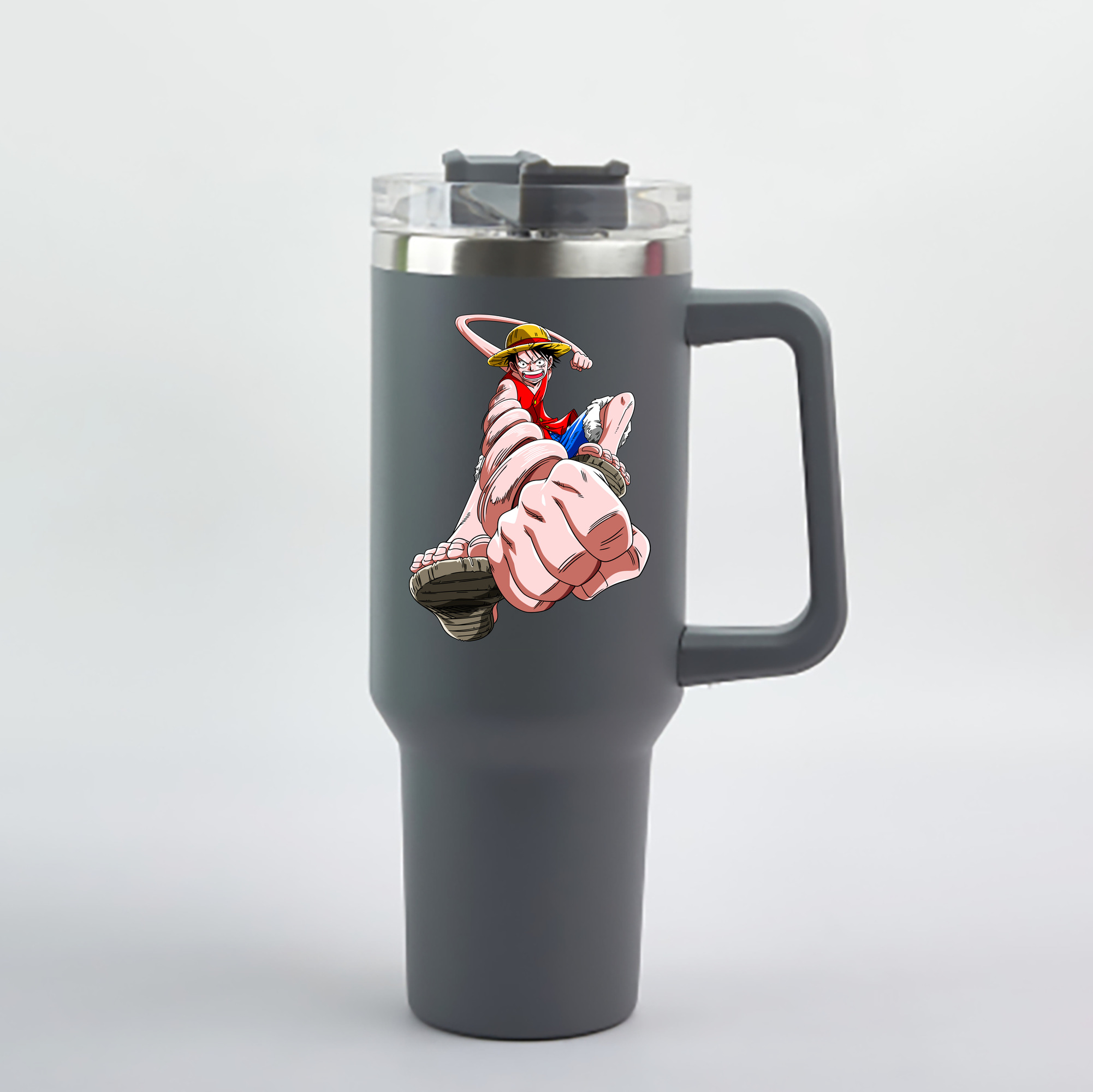 ワンピース モンキー・D・ルフィ ONE PIECE Monkey D. Luffy 1200mL車用タンブラー - クリスタルステッカー（プラスチックストロー付き）