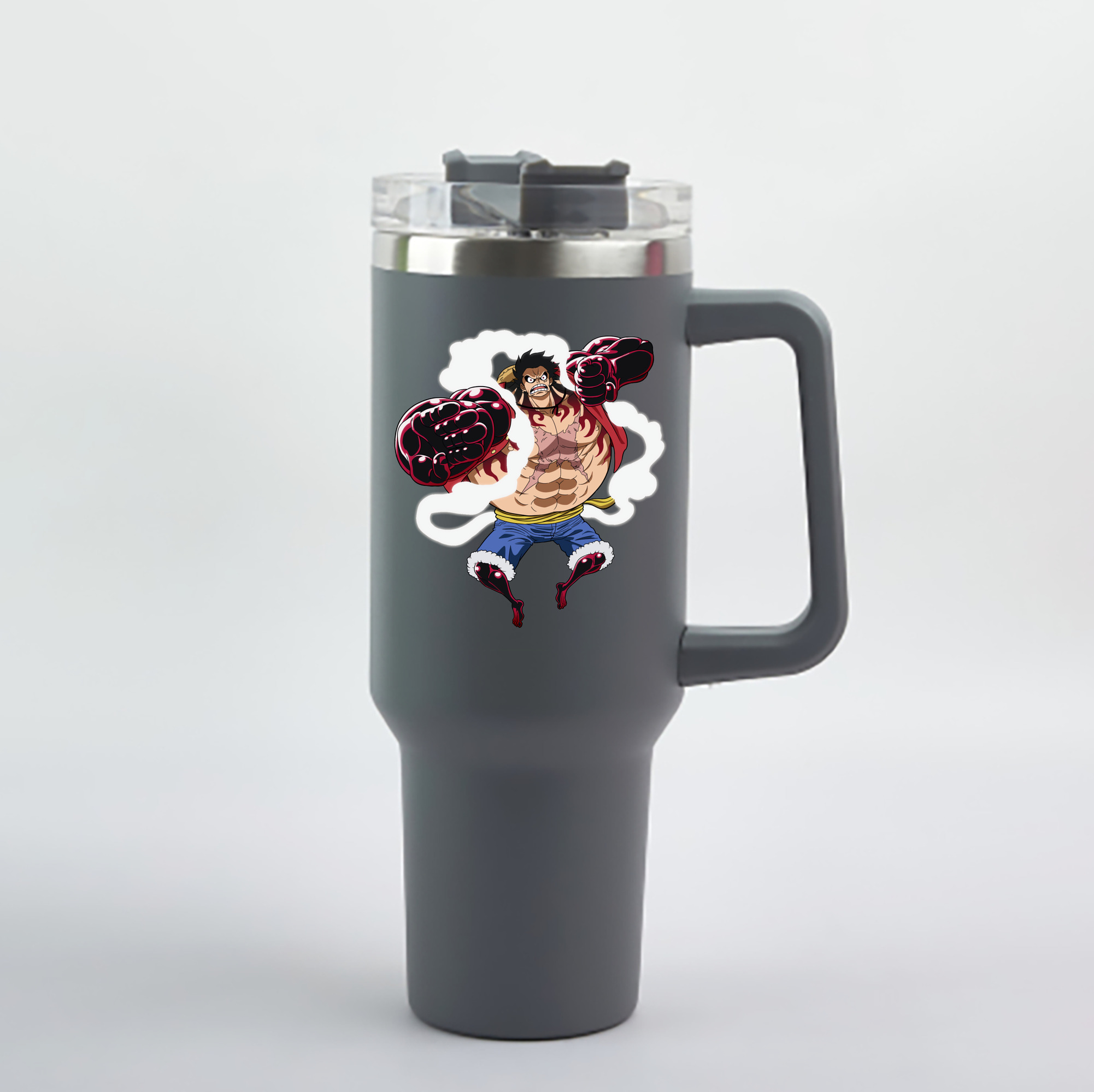 ワンピース モンキー・D・ルフィ ONE PIECE Monkey D. Luffy 1200mL車用タンブラー - クリスタルステッカー（プラスチックストロー付き）