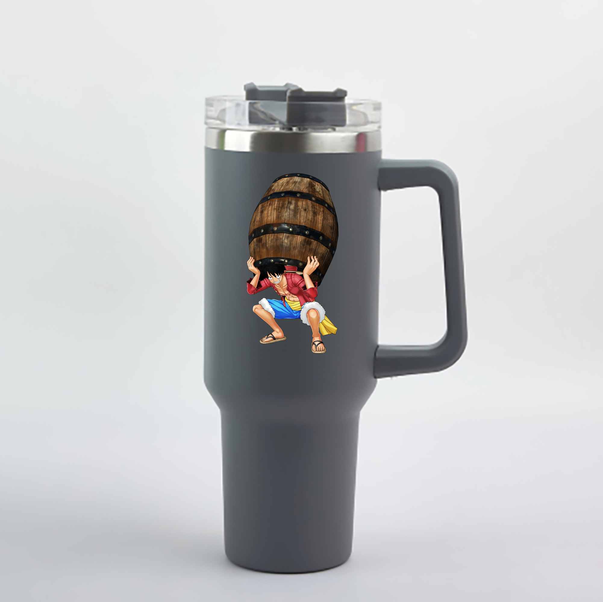 ワンピース モンキー・D・ルフィ ONE PIECE Monkey D. Luffy 1200mL車用タンブラー - クリスタルステッカー（プラスチックストロー付き）