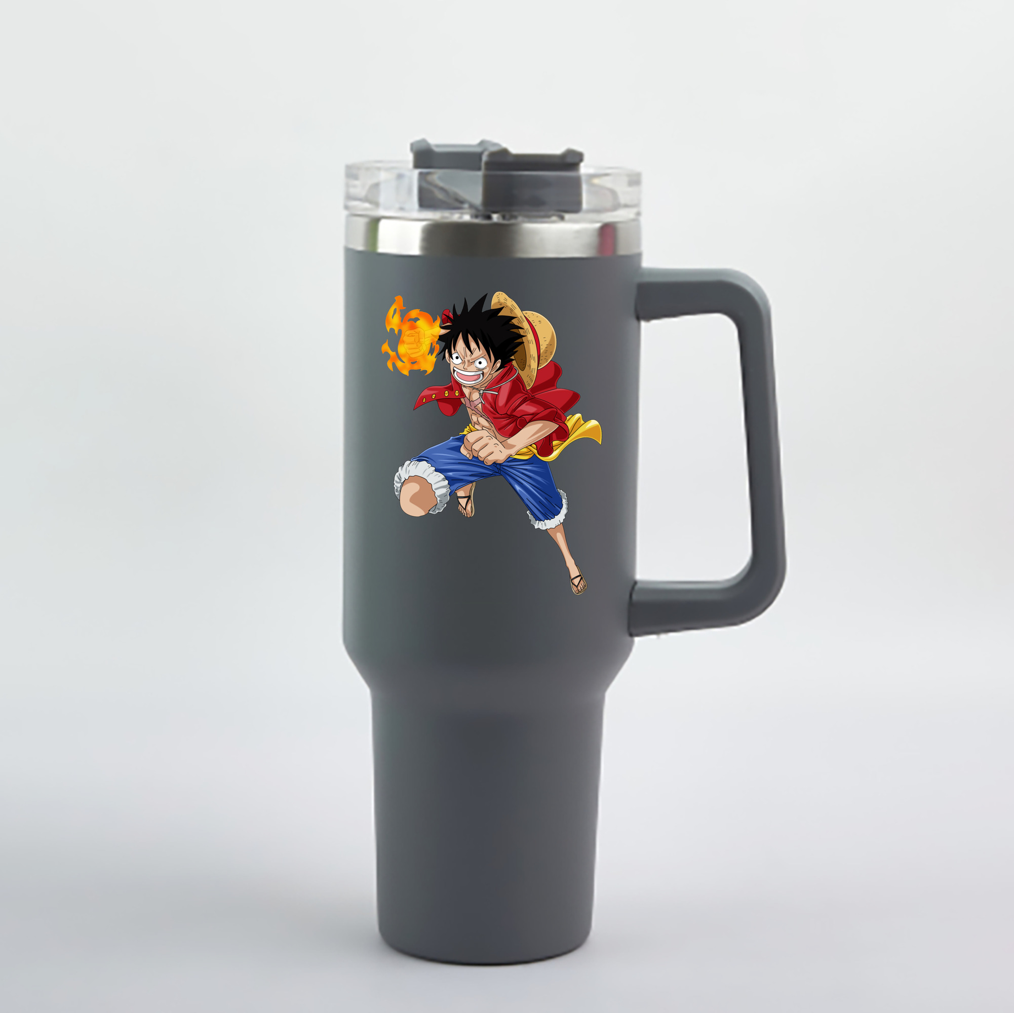ワンピース モンキー・D・ルフィ ONE PIECE Monkey D. Luffy 1200mL車用タンブラー - クリスタルステッカー（プラスチックストロー付き）