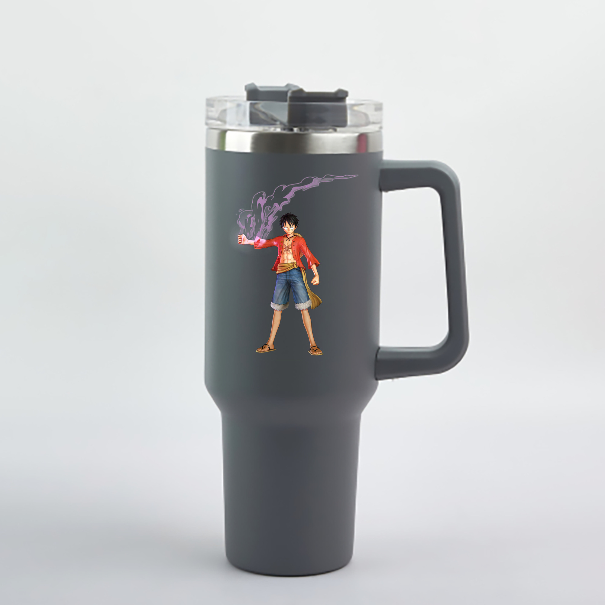 ワンピース モンキー・D・ルフィ ONE PIECE Monkey D. Luffy 1200mL車用タンブラー - クリスタルステッカー（プラスチックストロー付き）