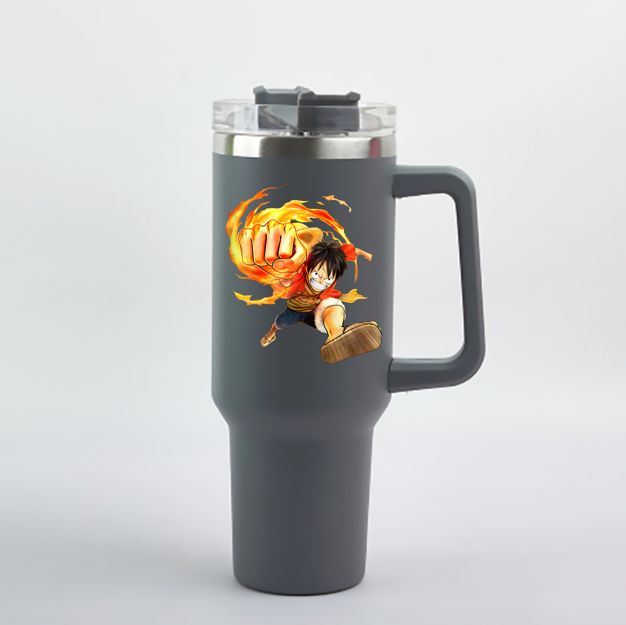 ワンピース モンキー・D・ルフィ ONE PIECE Monkey D. Luffy 1200mL車用タンブラー - クリスタルステッカー（プラスチックストロー付き）