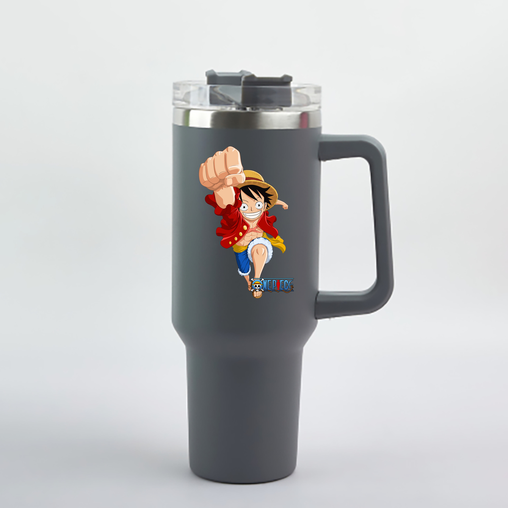 ワンピース モンキー・D・ルフィ ONE PIECE Monkey D. Luffy 1200mL車用タンブラー - クリスタルステッカー（プラスチックストロー付き）
