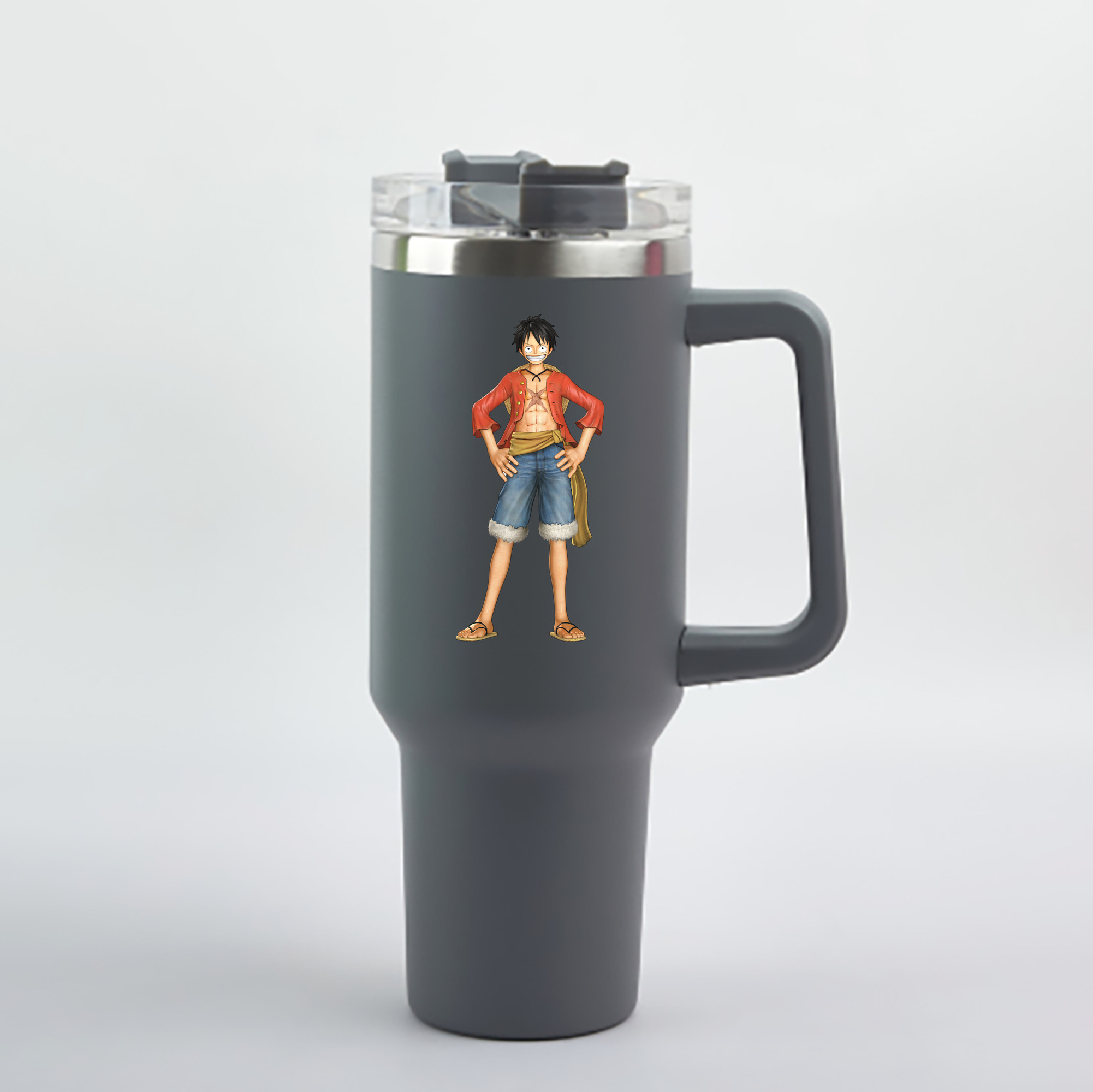 ワンピース モンキー・D・ルフィ ONE PIECE Monkey D. Luffy 1200mL車用タンブラー - クリスタルステッカー（プラスチックストロー付き）
