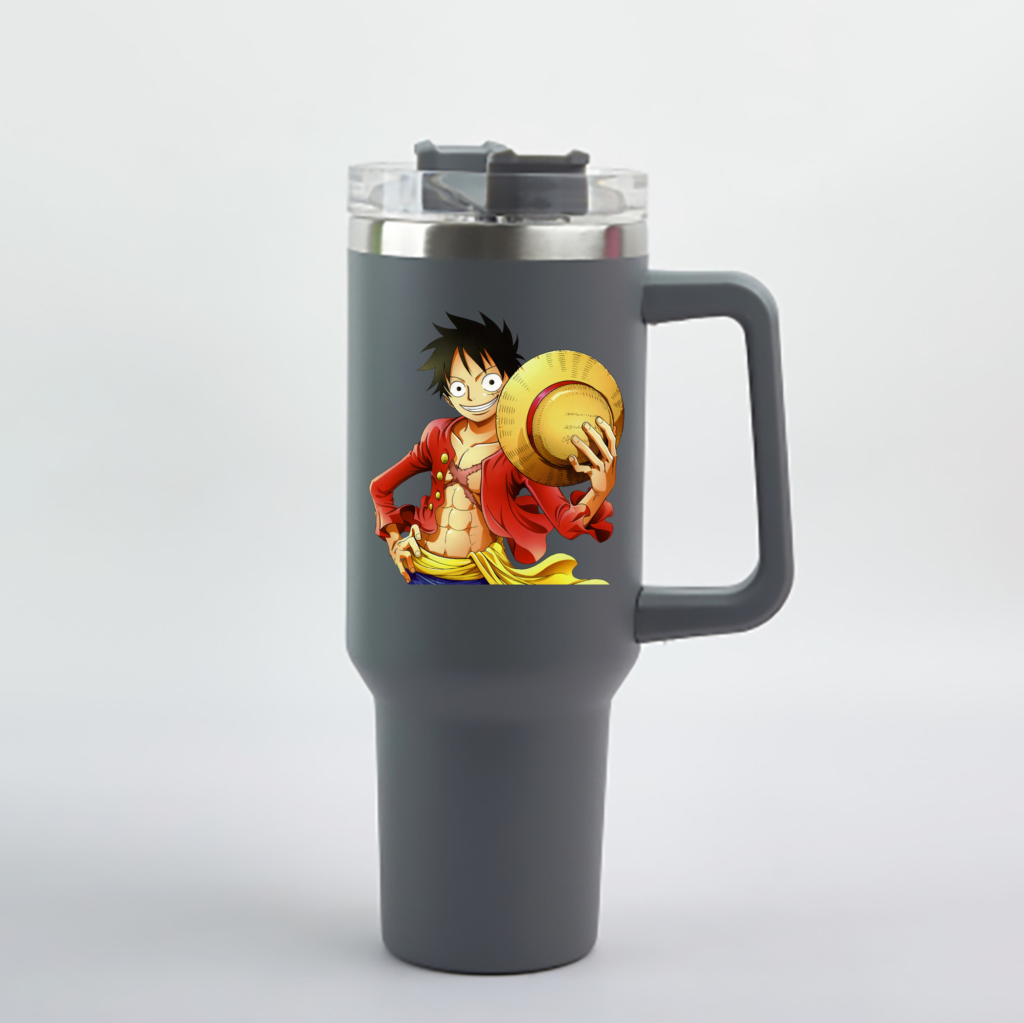 ワンピース モンキー・D・ルフィ ONE PIECE Monkey D. Luffy 1200mL車用タンブラー - クリスタルステッカー（プラスチックストロー付き）